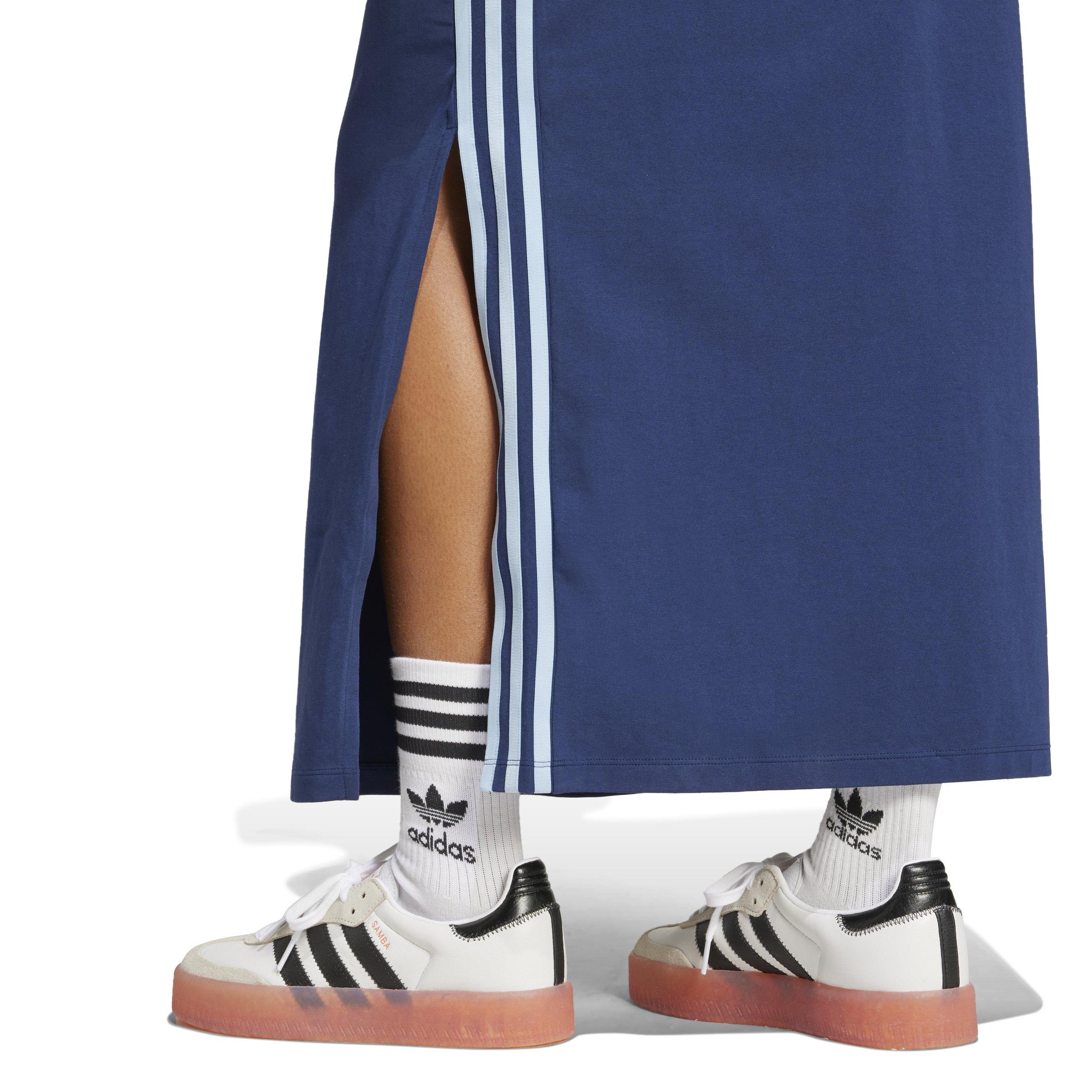 adidas Originals Women's Adicolor 3-Stripes Tank Maxi Dress -Blue - BLUE Thumbnail View 4