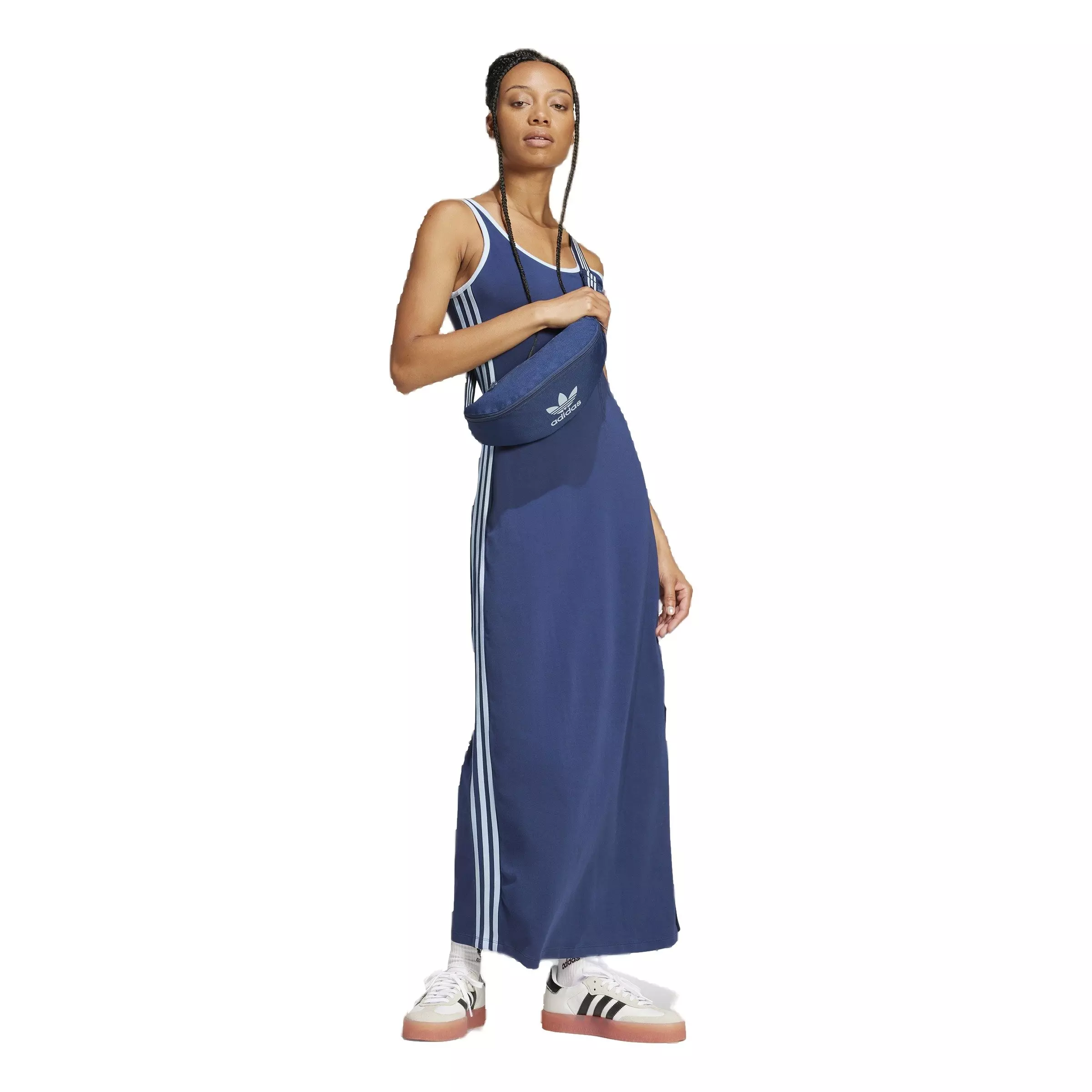 adidas Originals Women's Adicolor 3-Stripes Tank Maxi Dress -Blue - BLUE