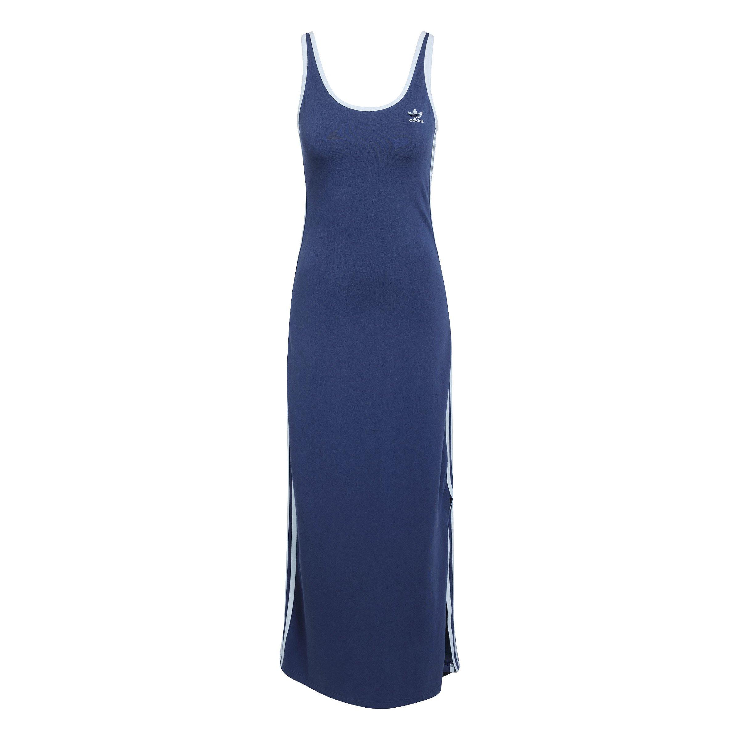 adidas Originals Women's Adicolor 3-Stripes Tank Maxi Dress -Blue - BLUE Thumbnail View 6