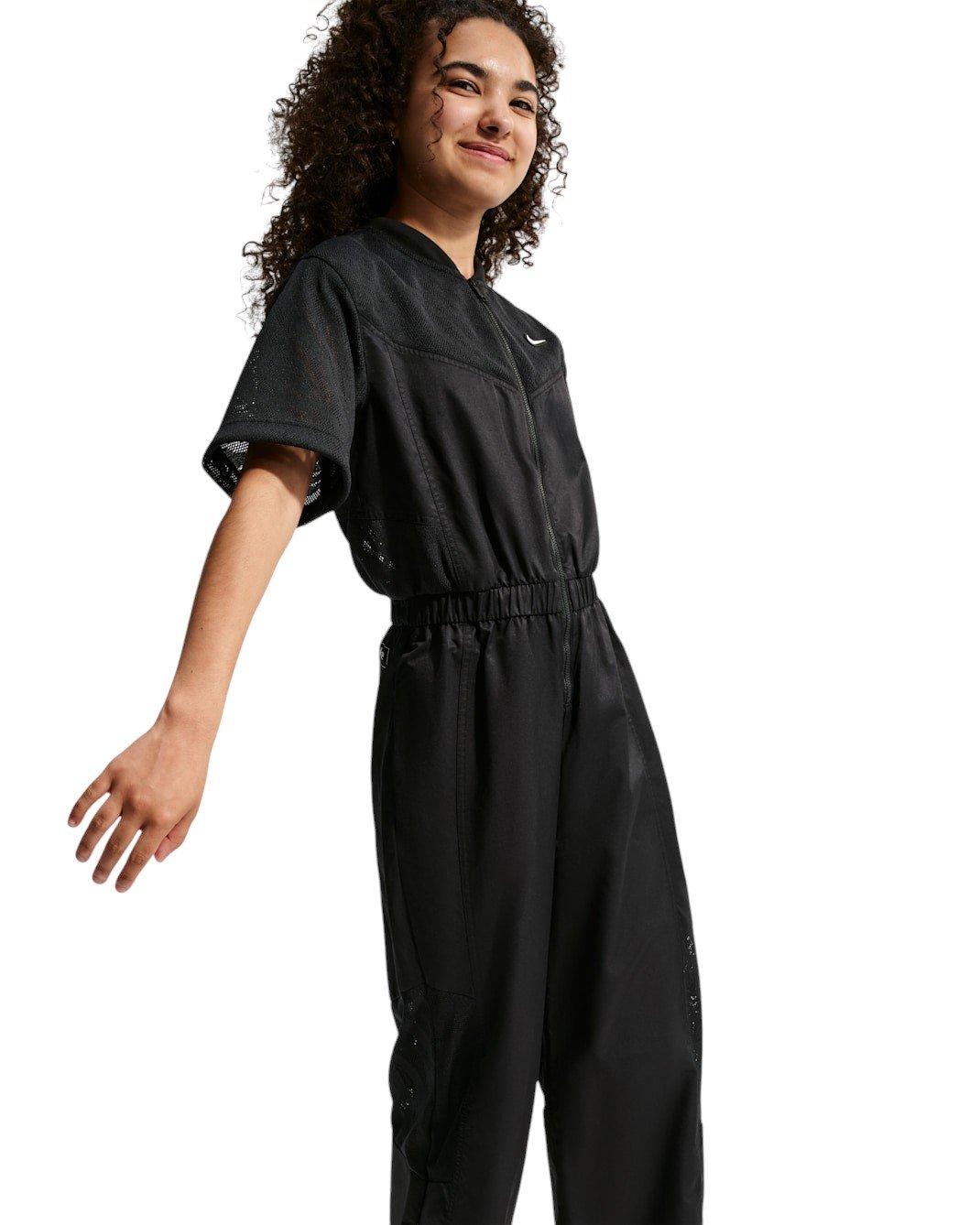 Nike Big Girls' Sportswear Woven Dance Jumpsuit - Black - BLACK Thumbnail View 5
