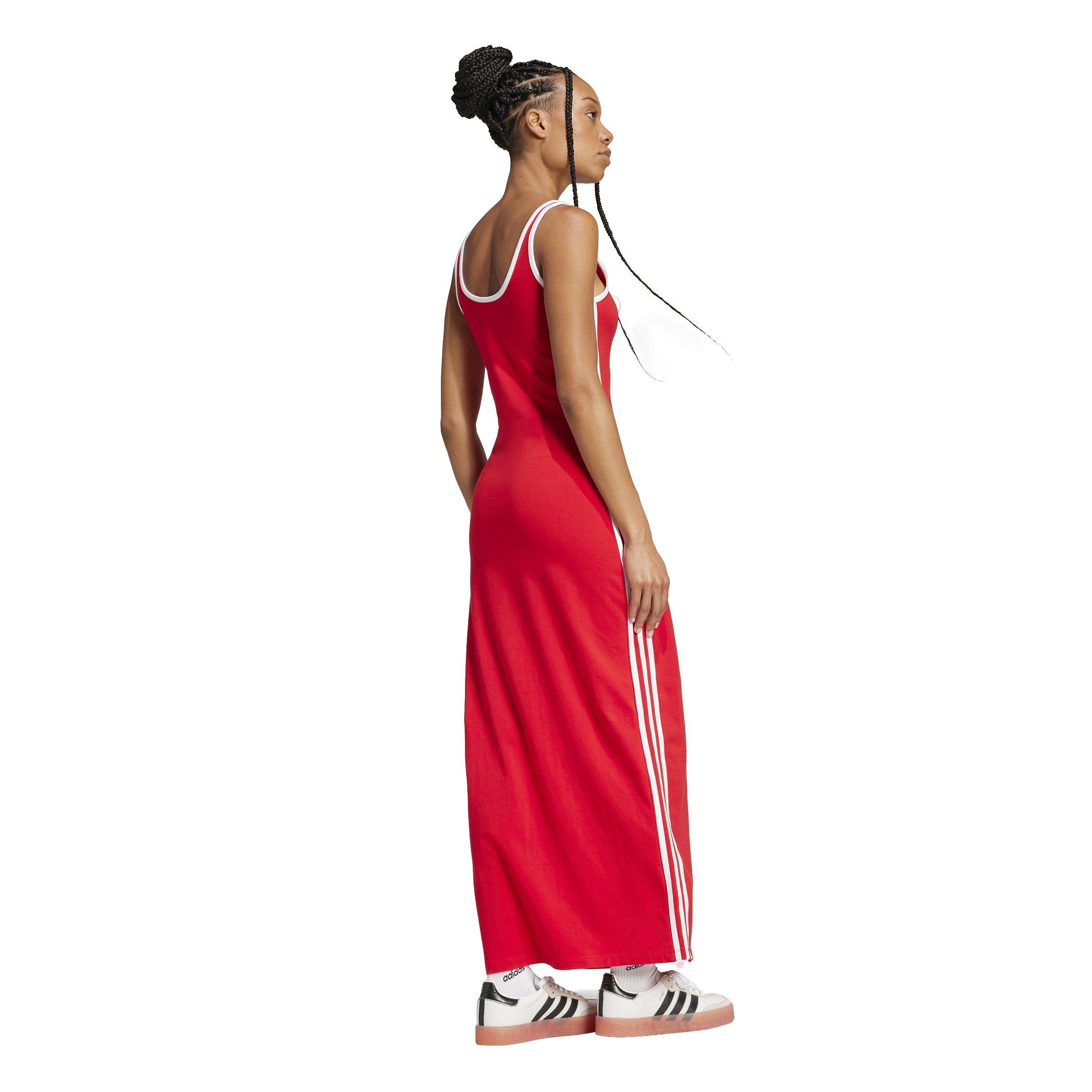 adidas Originals Women's Adicolor 3-Stripes Tank Maxi Dress -Red - RED Thumbnail View 2