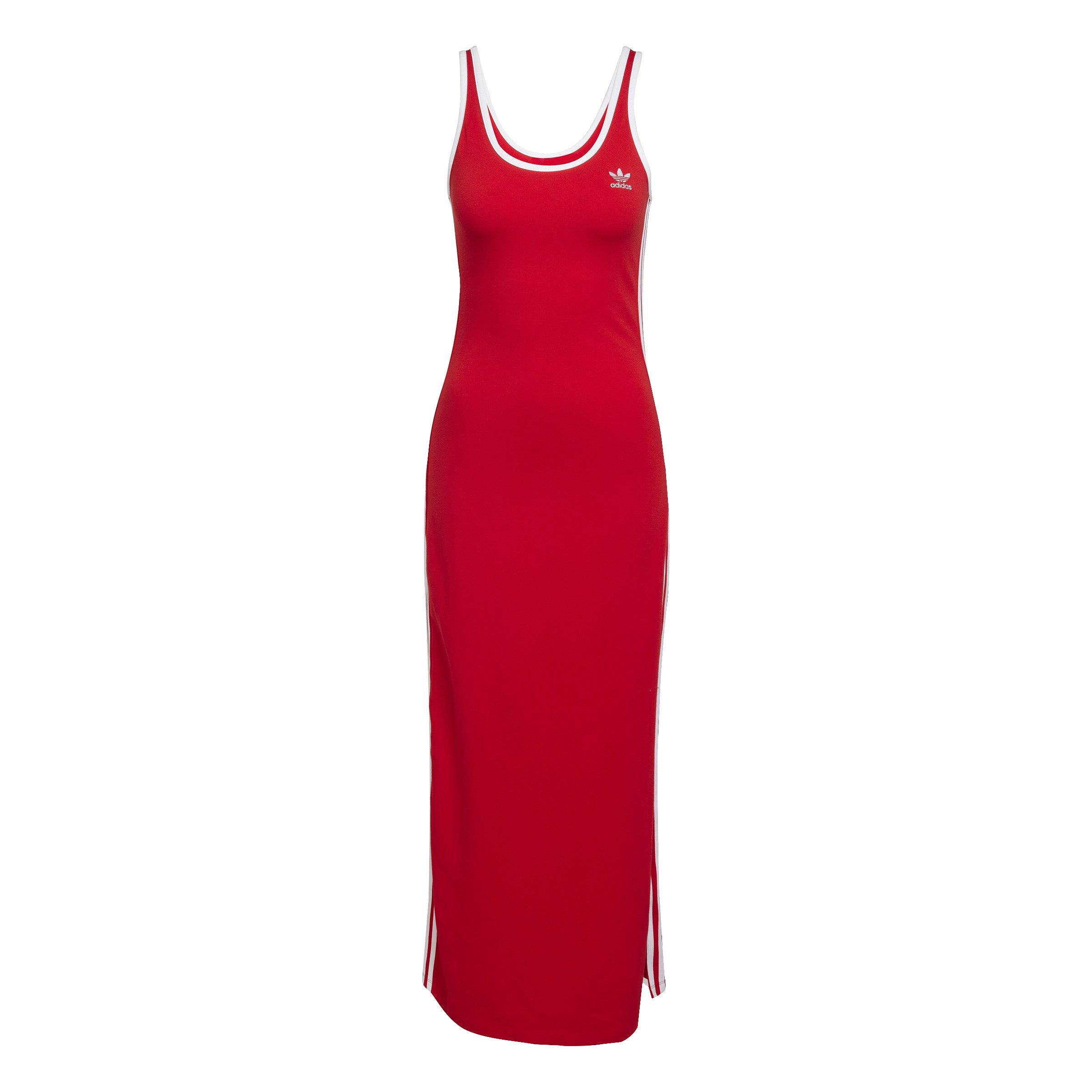 adidas Originals Women's Adicolor 3-Stripes Tank Maxi Dress - Red - RED Thumbnail View 6