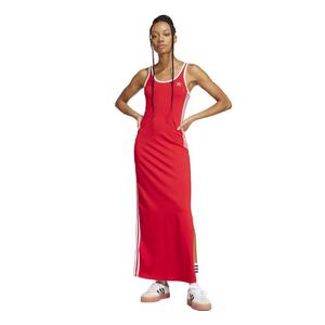 adidas Originals Women's Adicolor 3-Stripes Tank Maxi Dress -Red