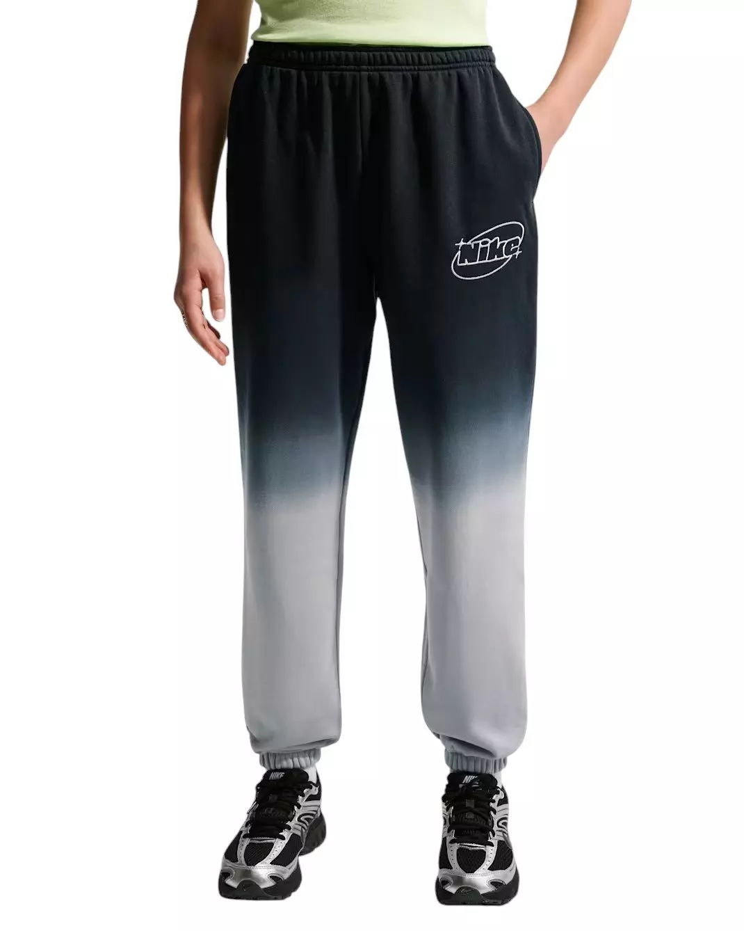 Nike Big Girls' Sportswear Studio Fleece Ombre Loose Pants - Black/Lt Smoke Grey - BLACK/LT SMOKE GREY