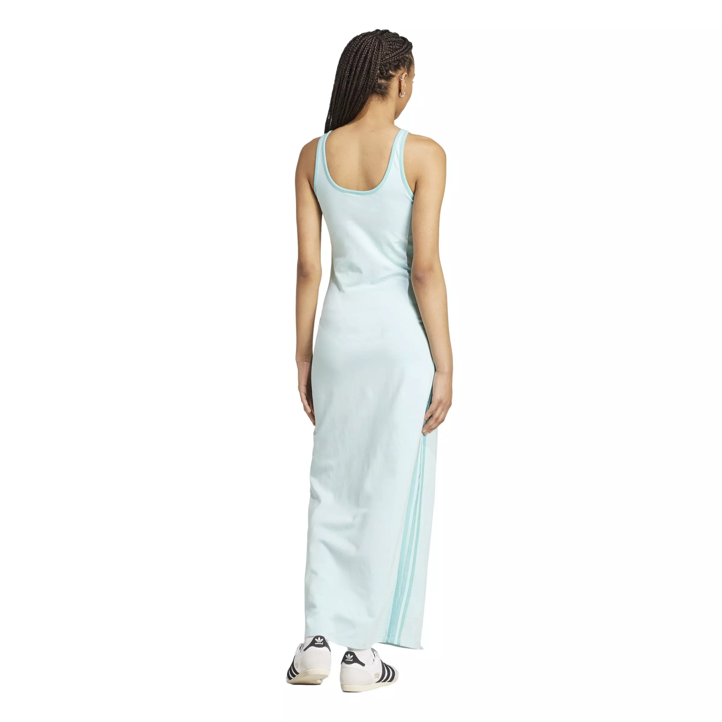 adidas Originals Women's Adicolor 3-Stripes Tank Maxi Dress -Turquoise - TURQUOISE 