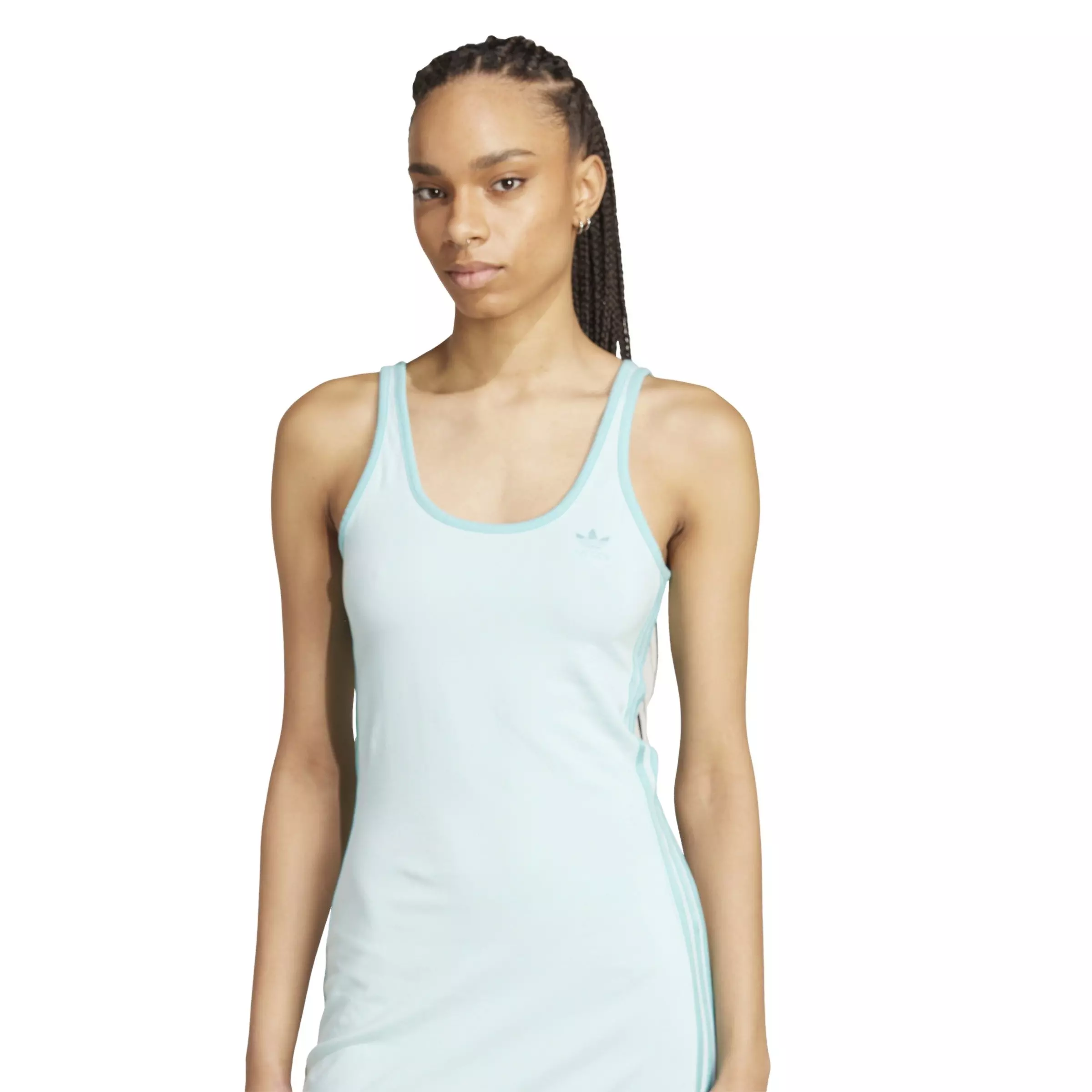 adidas Originals Women's Adicolor 3-Stripes Tank Maxi Dress -Turquoise - TURQUOISE 