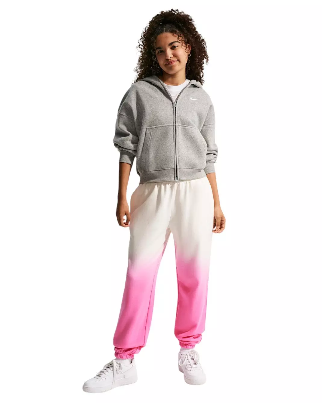 Nike Big Girls' Sportswear Studio Fleece Ombre Loose Pants - Sail/Pink - SAIL/PINK