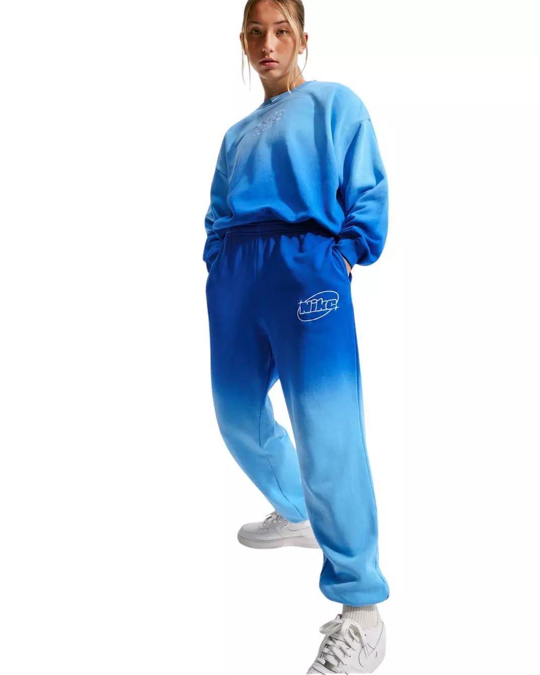 Nike Big Girls' Sportswear Studio Fleece Ombre Loose Pants - Royal/Football Blue - ROYAL/FOOTBALL BLUE