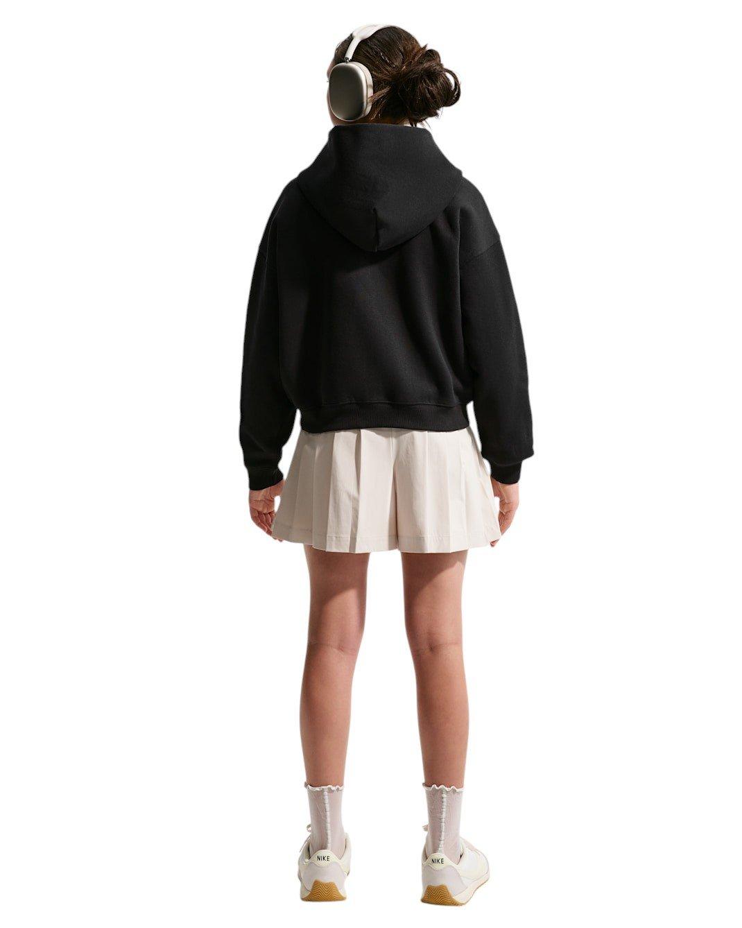 Nike Sportswear Studio Fleece Big Girls' Black Oversized Full-Zip Jacket