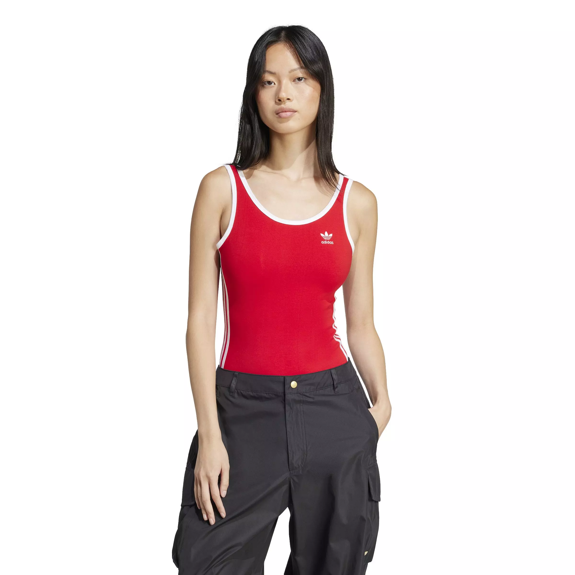 adidas Originals Women's Adicolor 3-Stripes Bodysuit -Red - RED
