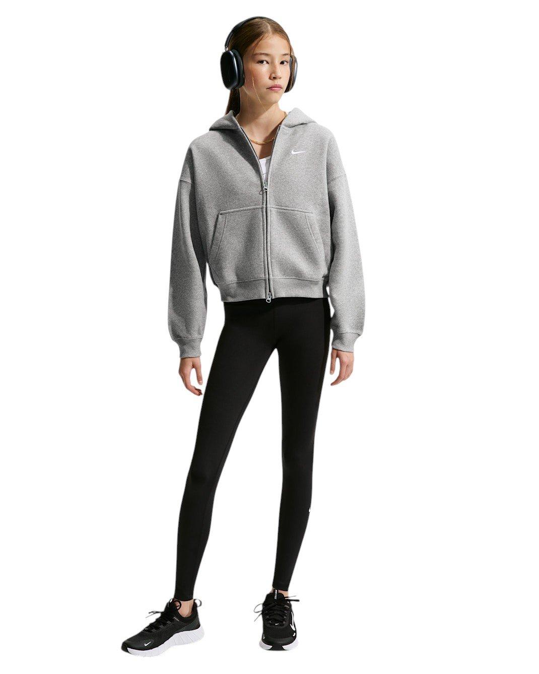 Nike Big Girls' Sportswear Studio Fleece Oversized Full-Zip Jacket - Grey - GREY Thumbnail View 5