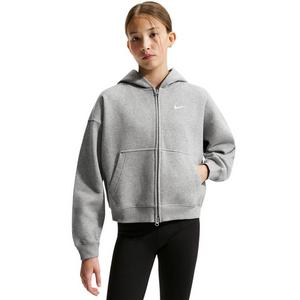 Nike Big Girls' Sportswear Studio Fleece Oversized Full-Zip Jacket - Grey - GREY