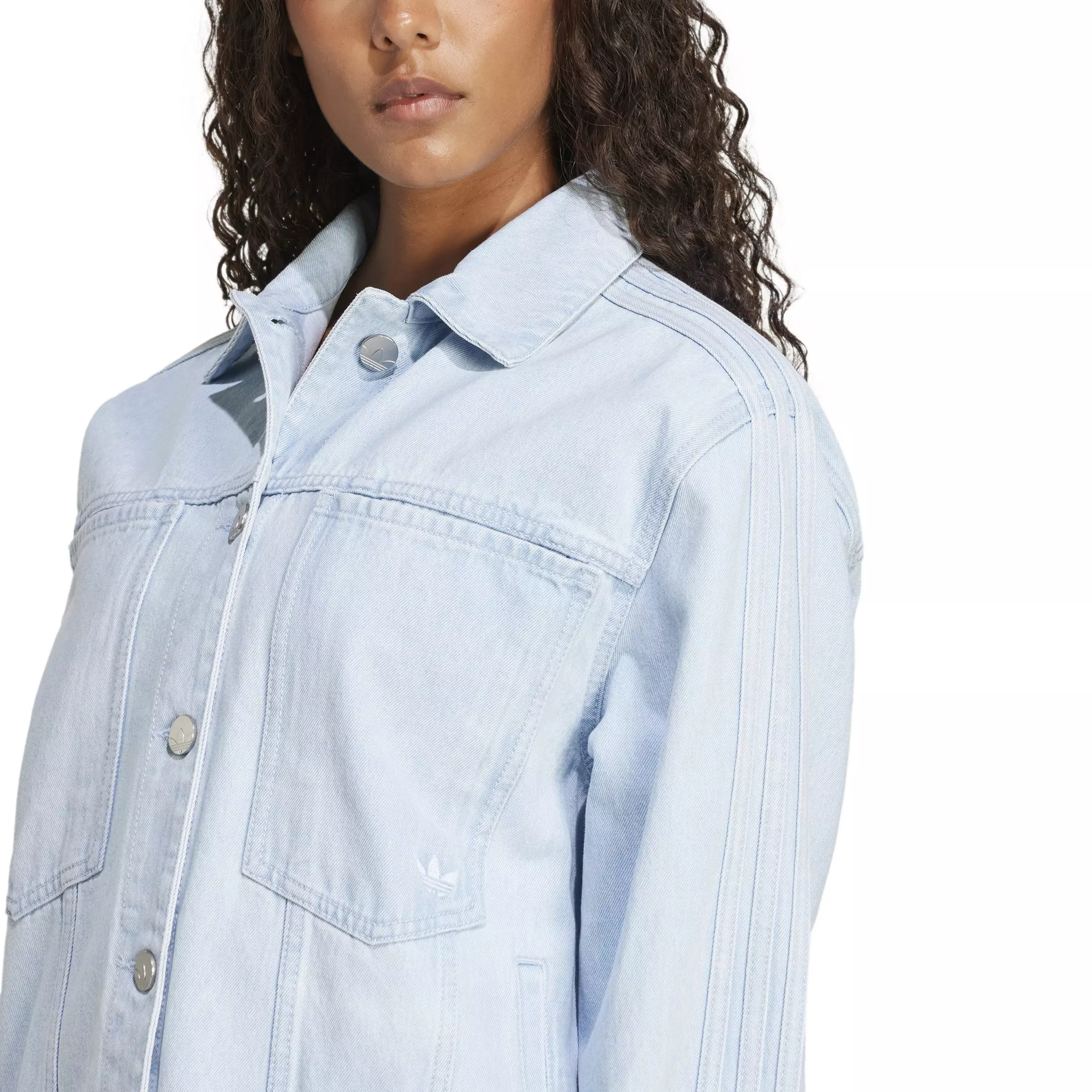 adidas Originals Women's Premium Essentials Denim Jacket -Blue - DENIM BLUE