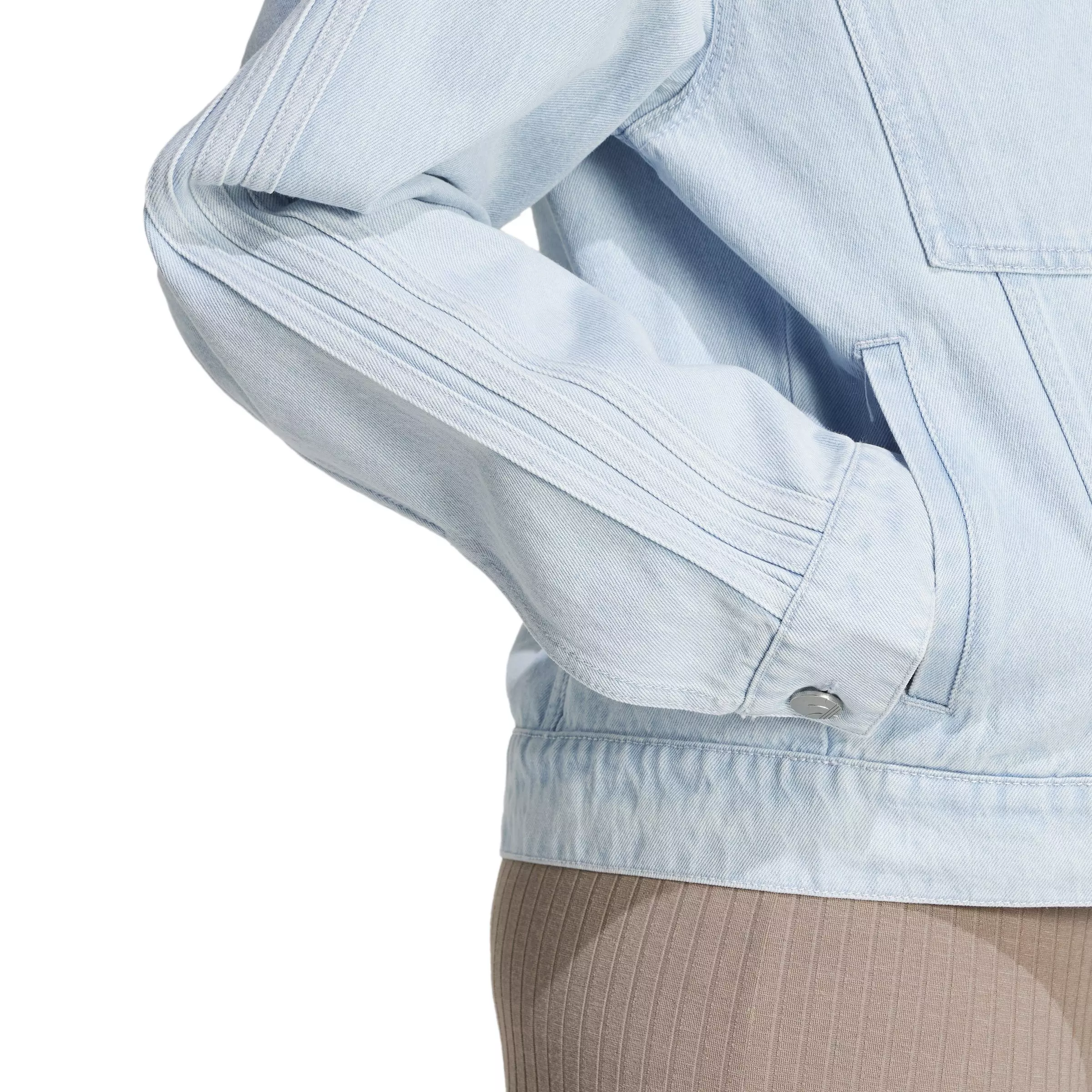 adidas Originals Women's Premium Essentials Denim Jacket -Blue - DENIM BLUE