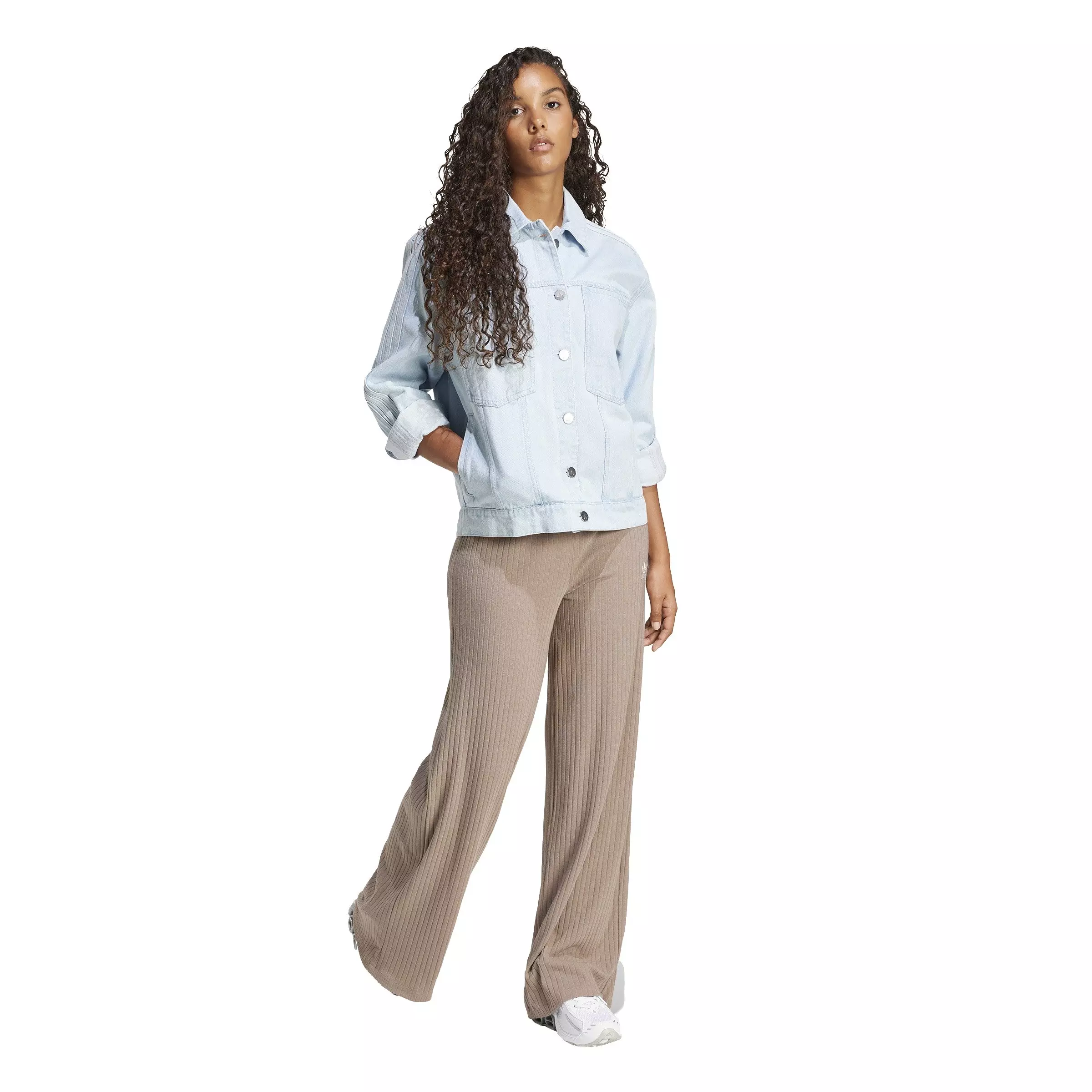 adidas Originals Women's Premium Essentials Denim Jacket -Blue - DENIM BLUE