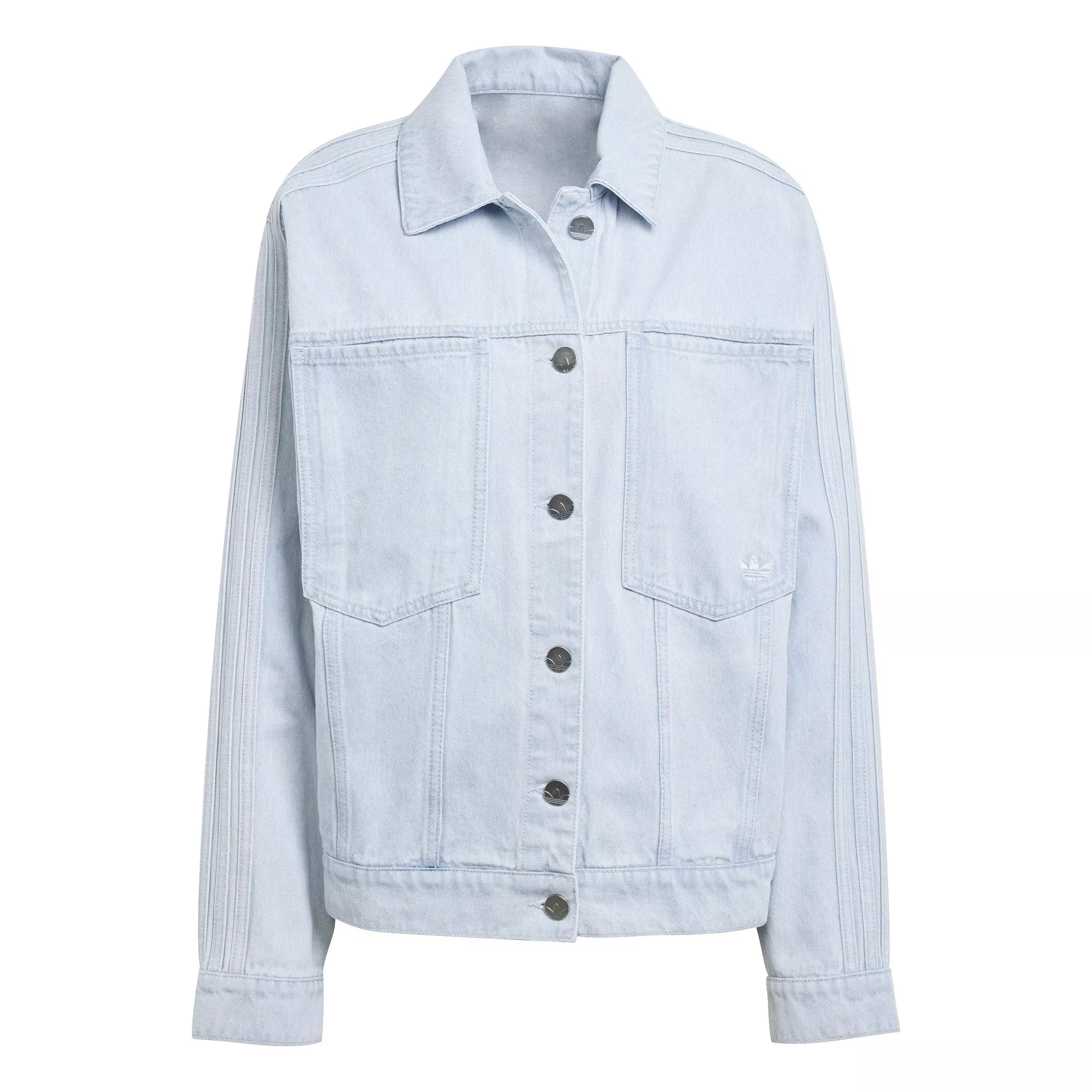 adidas Originals Women's Premium Essentials Denim Jacket -Blue - DENIM BLUE