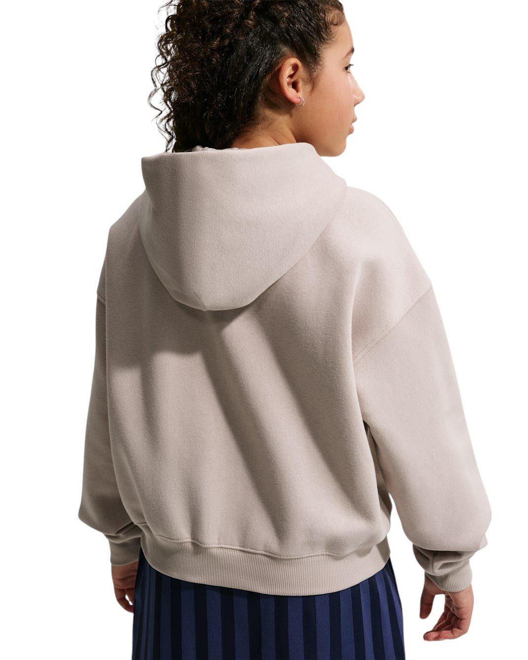 Nike Sportswear Studio Fleece Big Girls' Brown Oversized Full-Zip Jacket