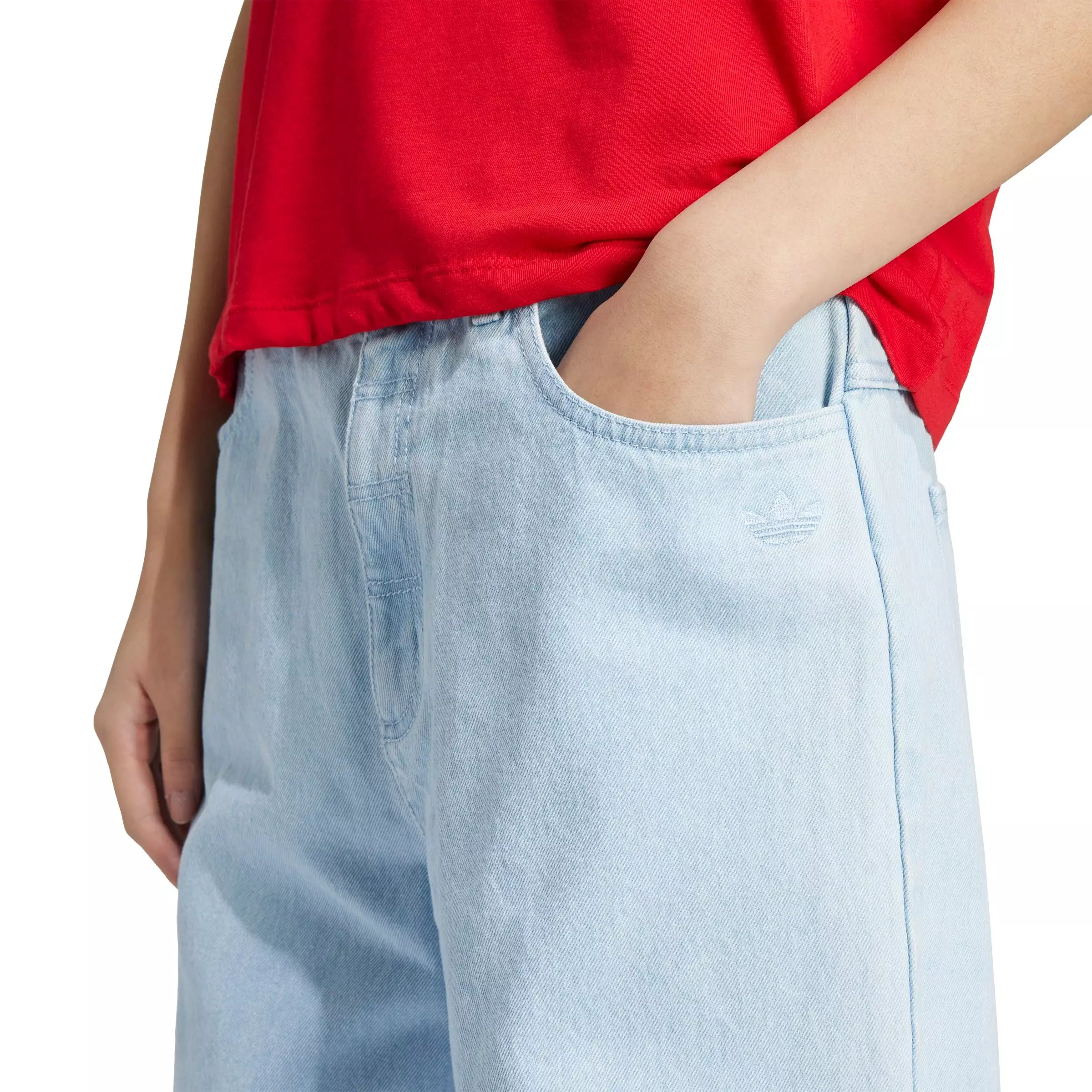 adidas Originals Women's Premium Essentials Denim Joggers -Blue - DENIM BLUE