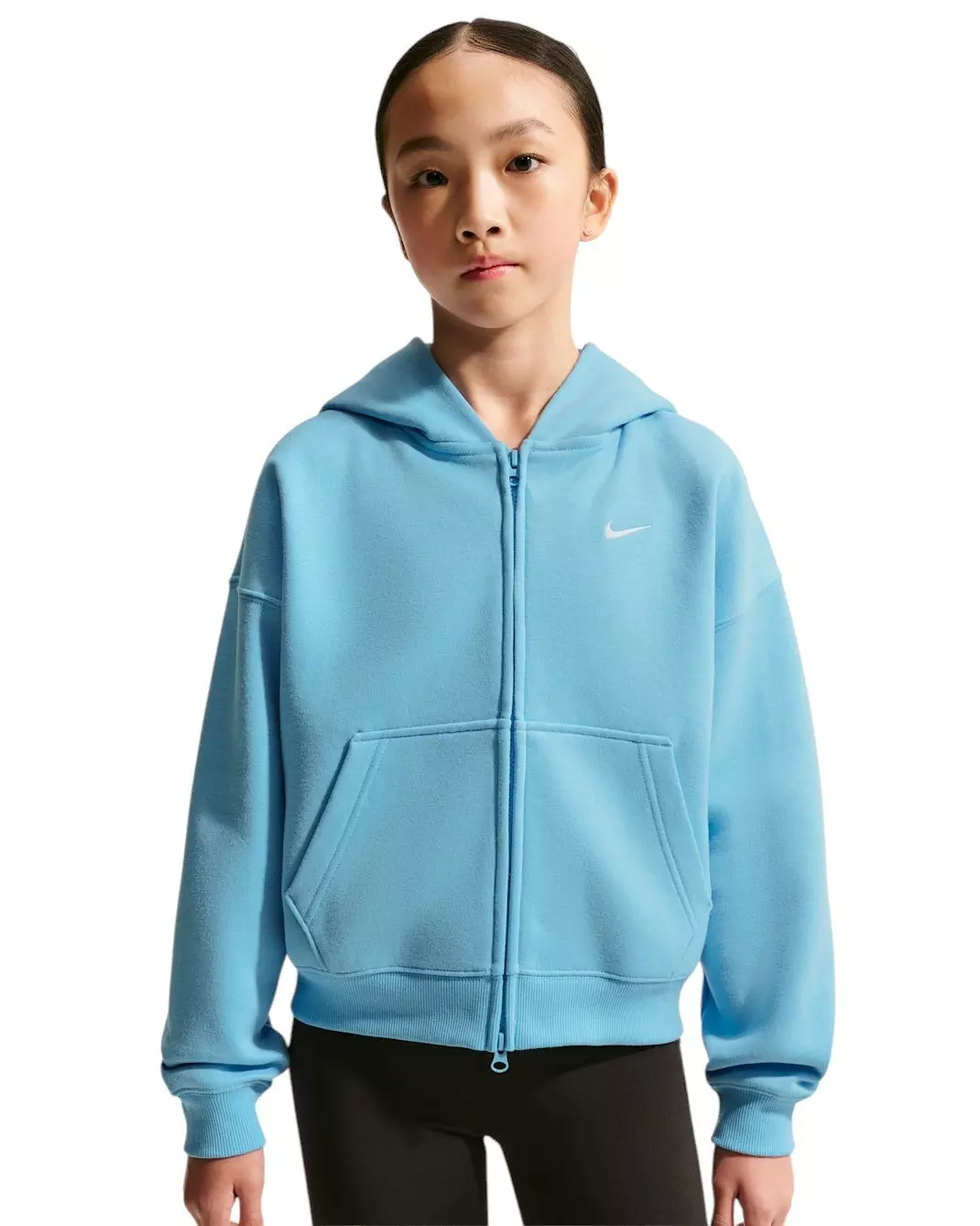 Nike Big Girls' Sportswear Studio Fleece Oversized Full-Zip Jacket - Football Blue - FOOTBALL BLUE