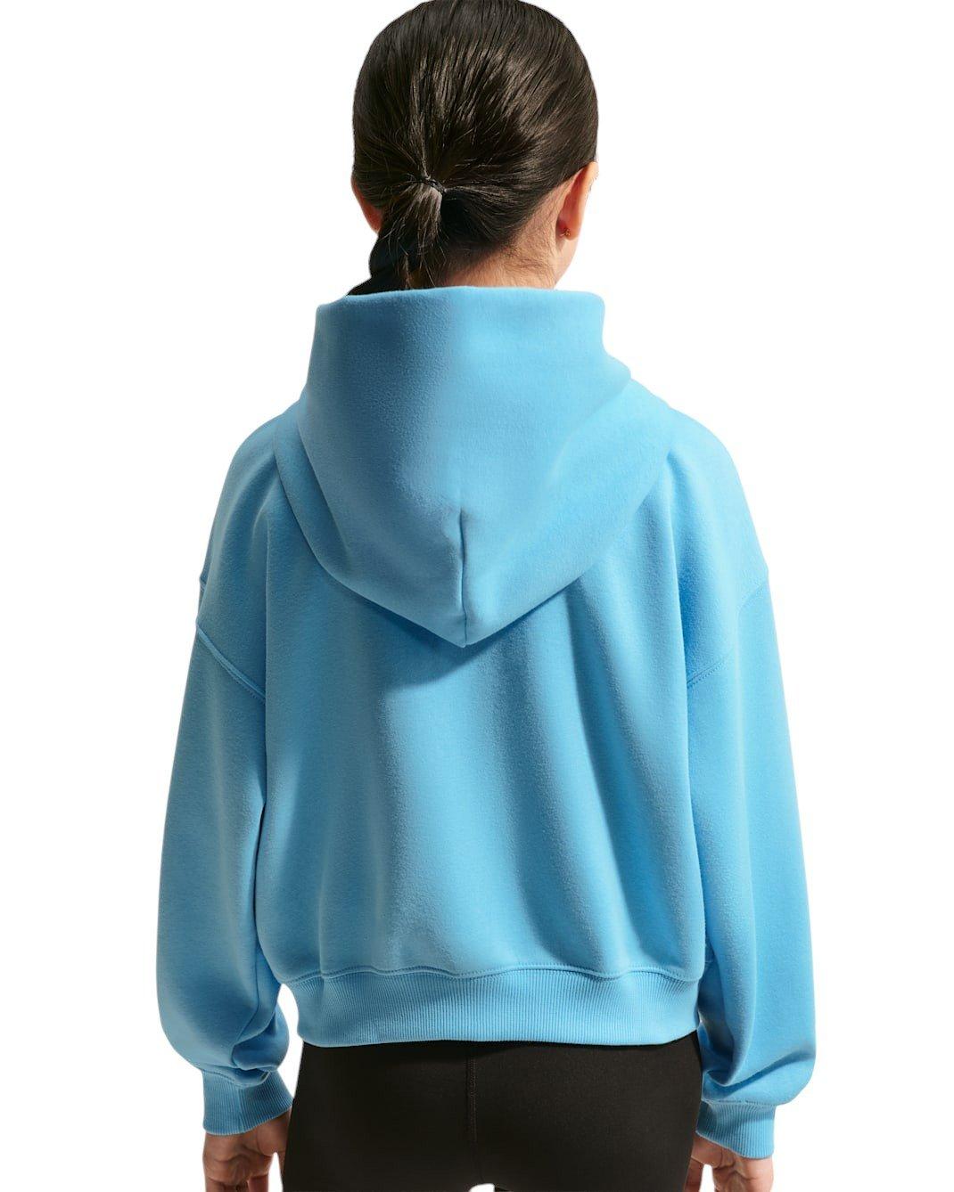 Nike Sportswear Studio Fleece Big Girls' Football Blue Oversized Full-Zip Jacket