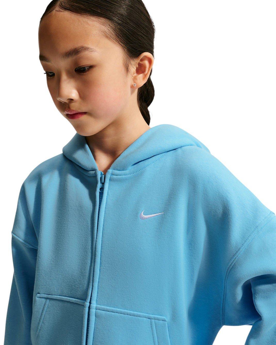 Nike Big Girls' Sportswear Studio Fleece Oversized Full-Zip Jacket - Football Blue - FOOTBALL BLUE Thumbnail View 3