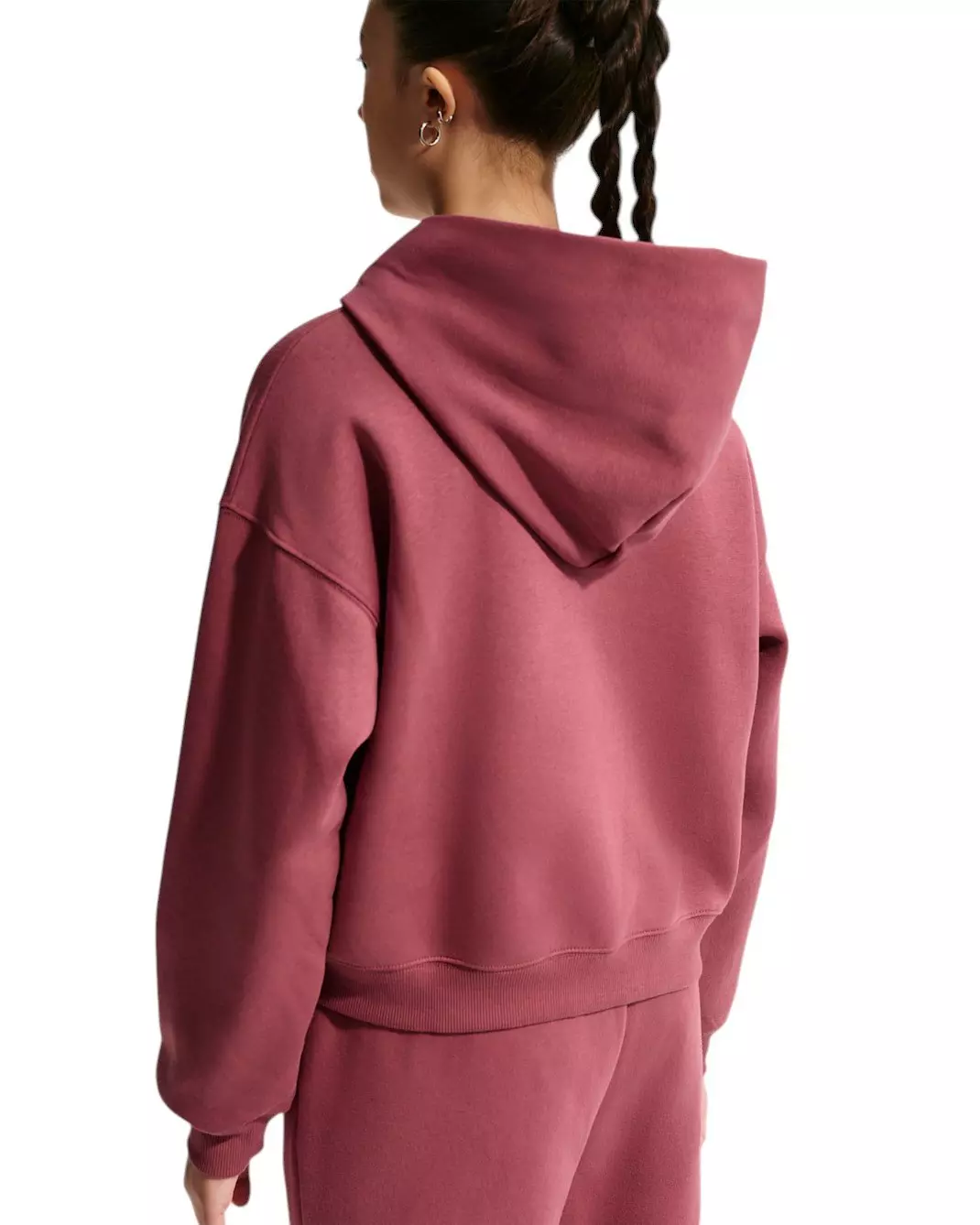 Nike Big Girls' Sportswear Studio Fleece Oversized Full-Zip Jacket - Pink Smoke - PINK SMOKE