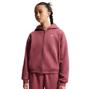 Nike Big Girls' Sportswear Studio Fleece Oversized Full-Zip Jacket - Pink Smoke - PINK SMOKE
