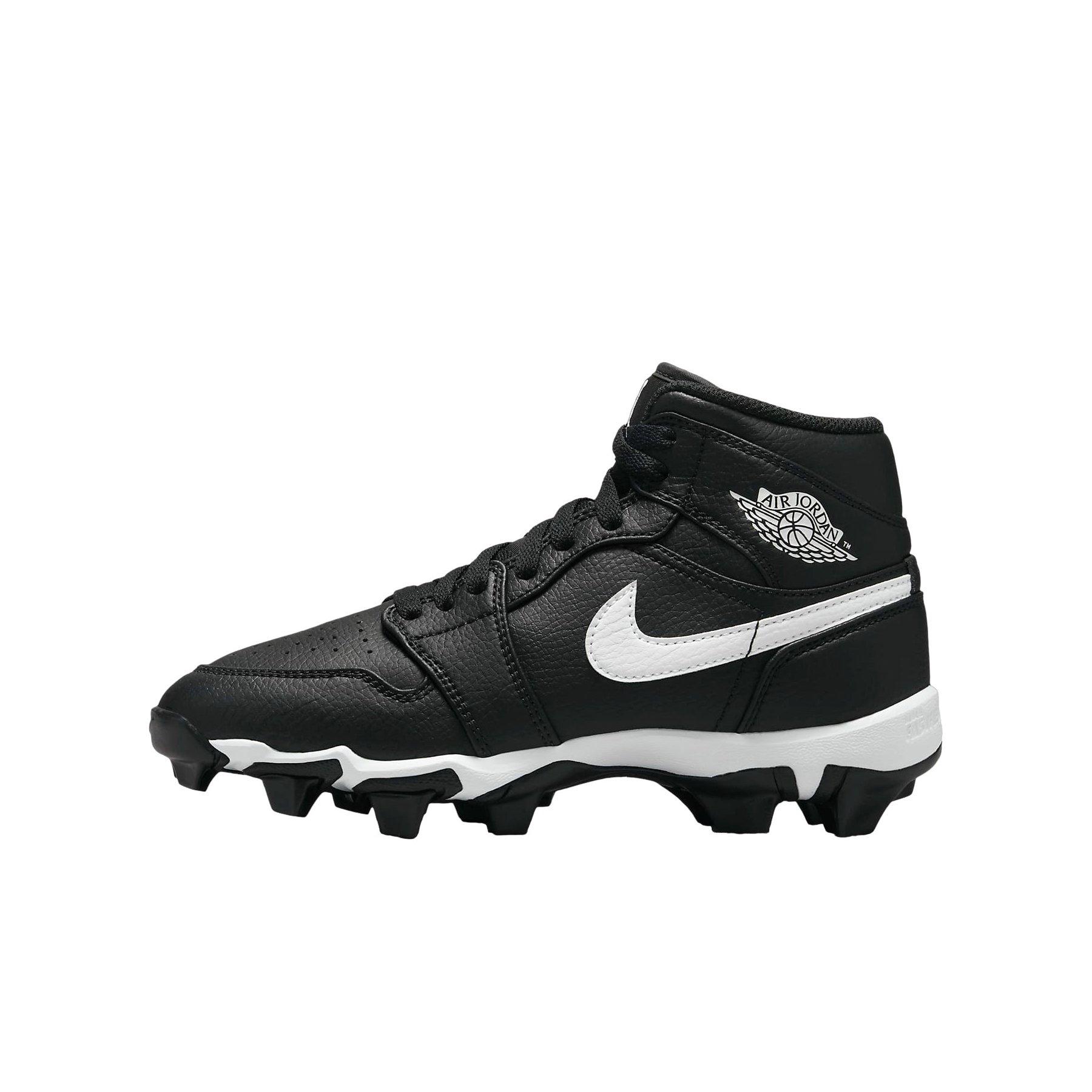 Jordan 1 Mid Grade School Boys'"Black/White" Football Cleat