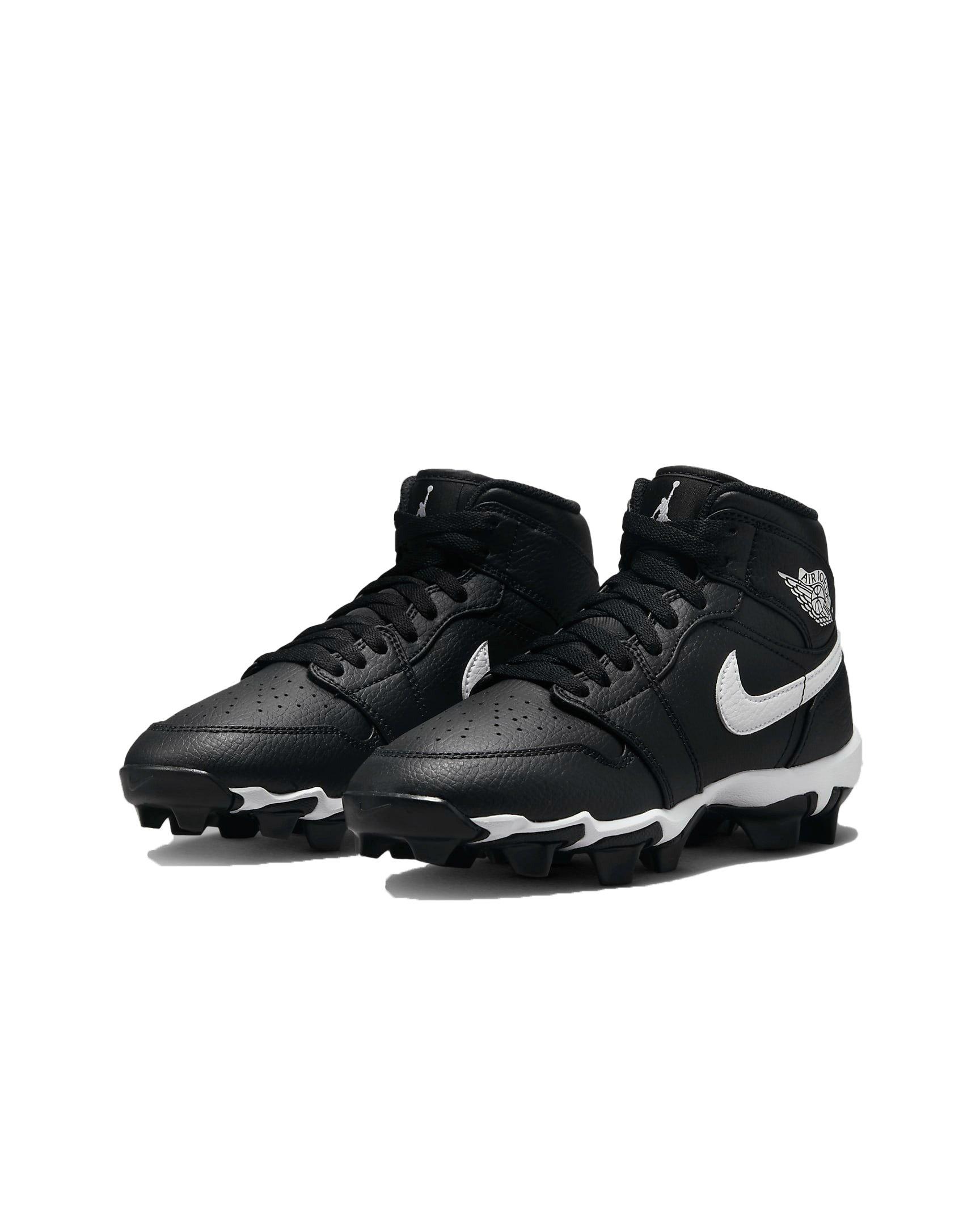 Jordan 1 Mid Grade School Boys'"Black/White" Football Cleat