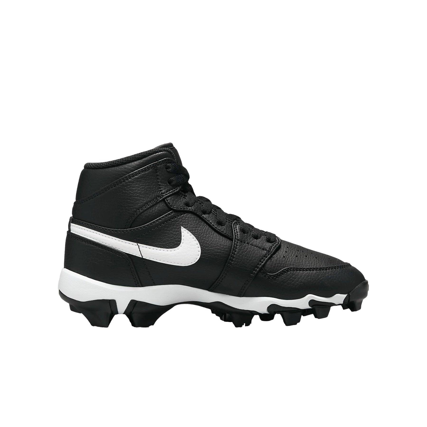 Jordan 1 Mid "Black/White" Grade School Boys' Football Cleat