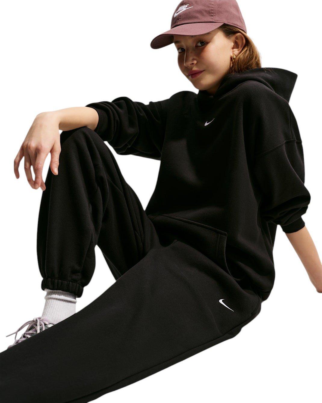 Nike Big Girls' Sportswear Studio Fleece Loose Pants - Black - BLACK Thumbnail View 3