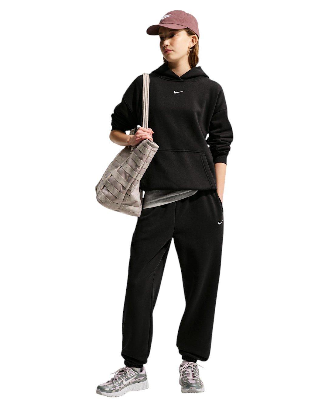 Nike Big Girls' Sportswear Studio Fleece Loose Pants - Black - BLACK Thumbnail View 4