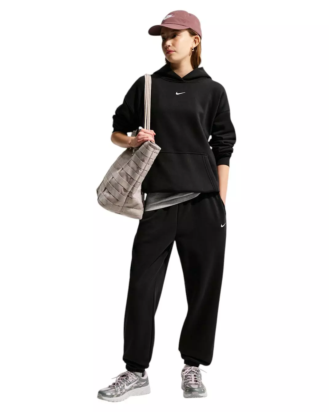 Nike Big Girls' Sportswear Studio Fleece Loose Pants - Black - BLACK