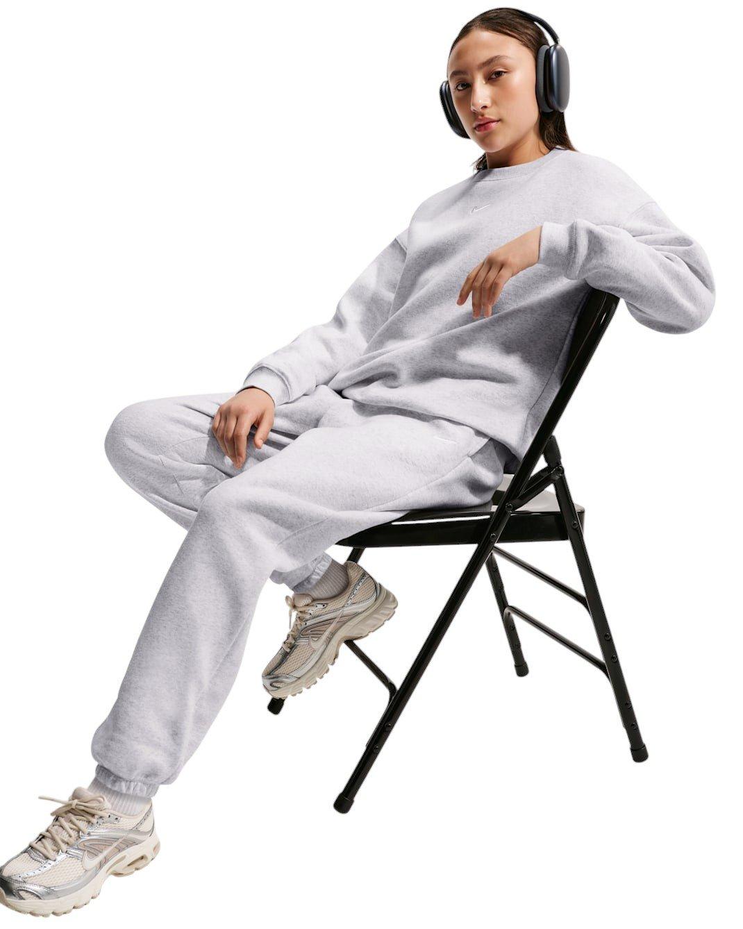Nike Big Girls' Sportswear Studio Fleece Loose Pants - Birch Heather - BIRCH HEATHER Thumbnail View 3