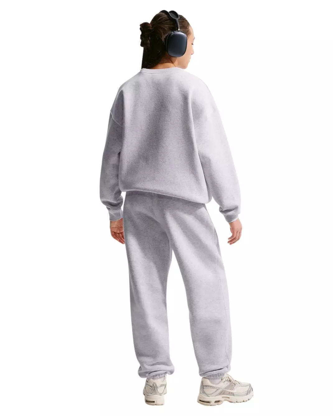 Nike Big Girls' Sportswear Studio Fleece Loose Pants - Birch Heather - BIRCH HEATHER