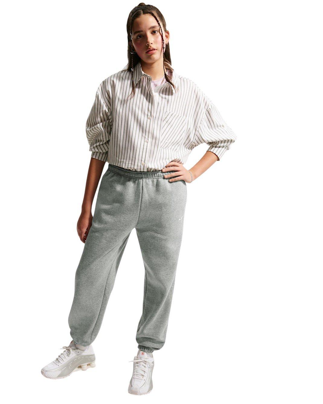 Nike Big Girls' Sportswear Studio Fleece Loose Pants - Grey - GREY Thumbnail View 5