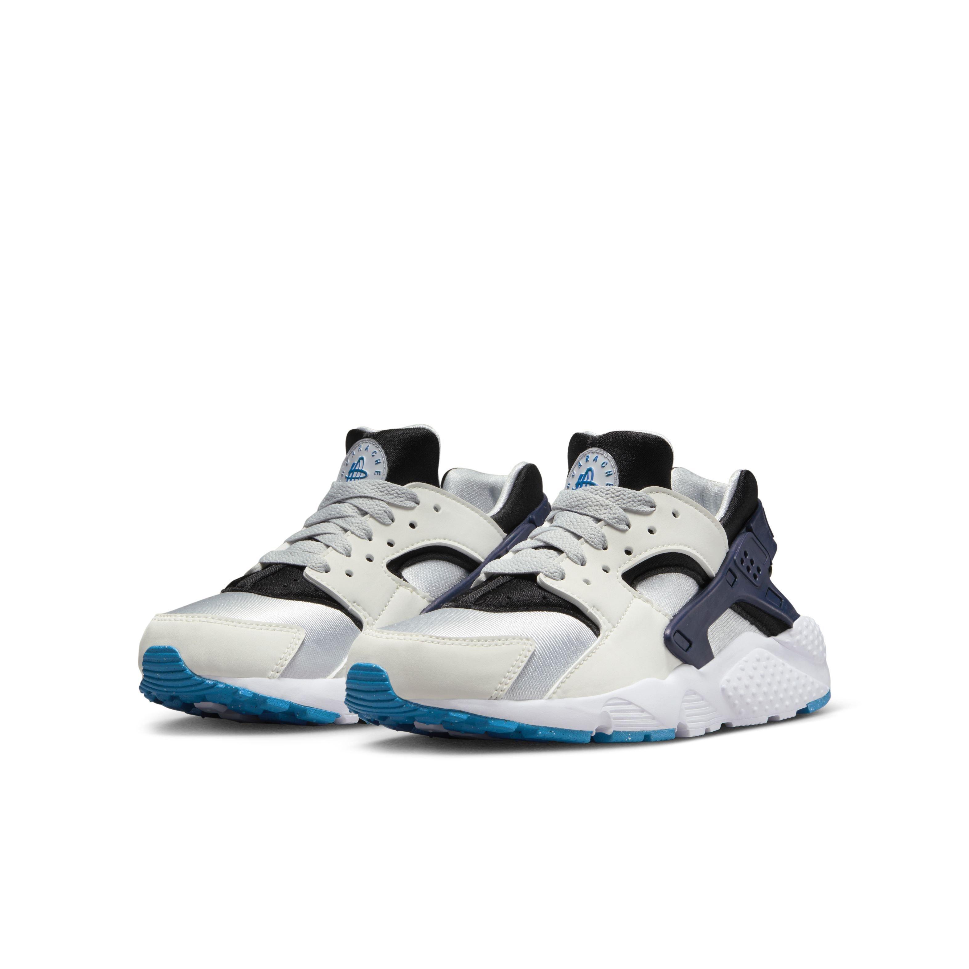 Nike Huarache Run "Summit White/Pure Platinum/Black/Deep Royal Blue" Grade School Boys' Shoe - WHITE/PLATINUM/BLACK/ROYAL Thumbnail View 3