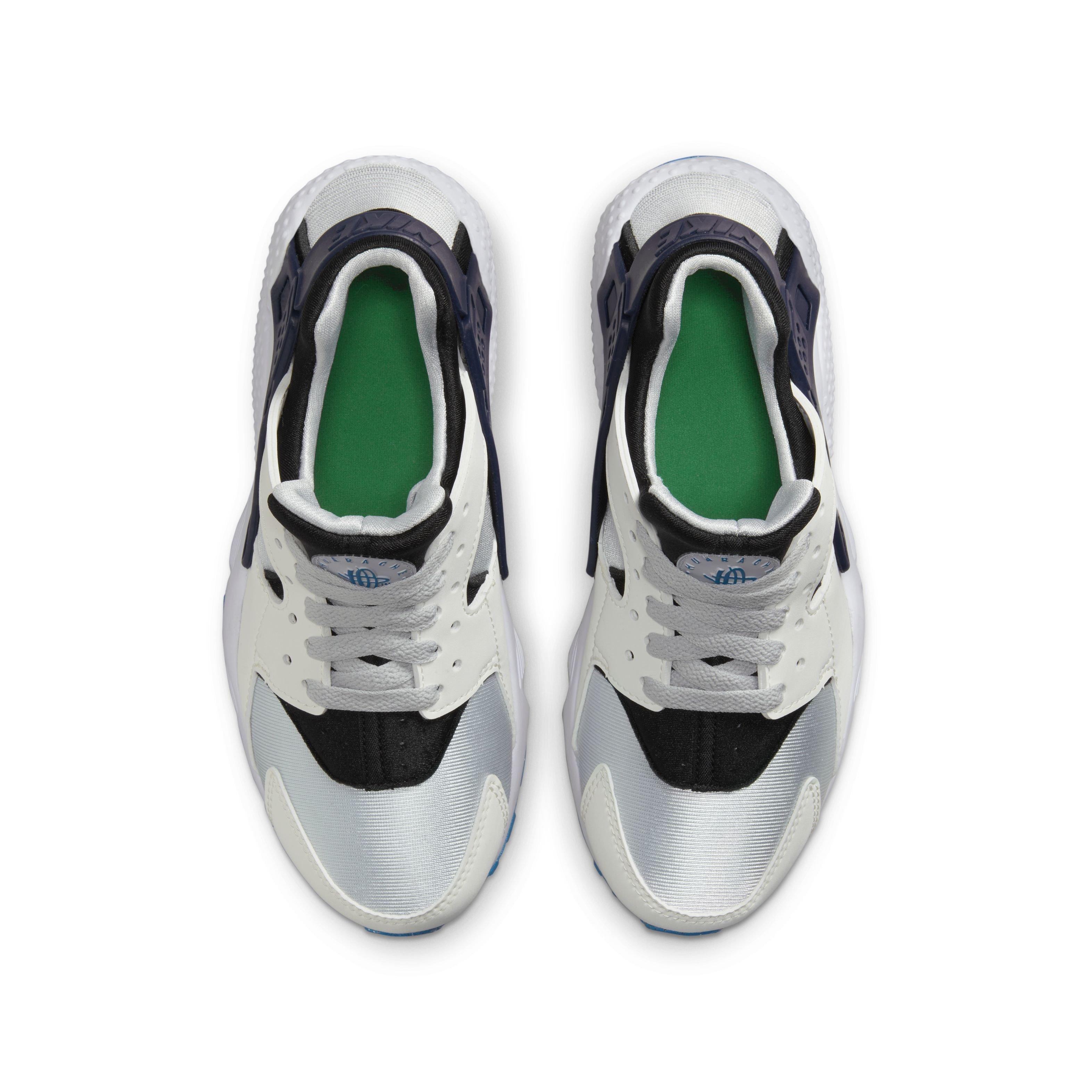 Nike Huarache Run "Summit White/Pure Platinum/Black/Deep Royal Blue" Grade School Boys' Shoe - WHITE/PLATINUM/BLACK/ROYAL Thumbnail View 4
