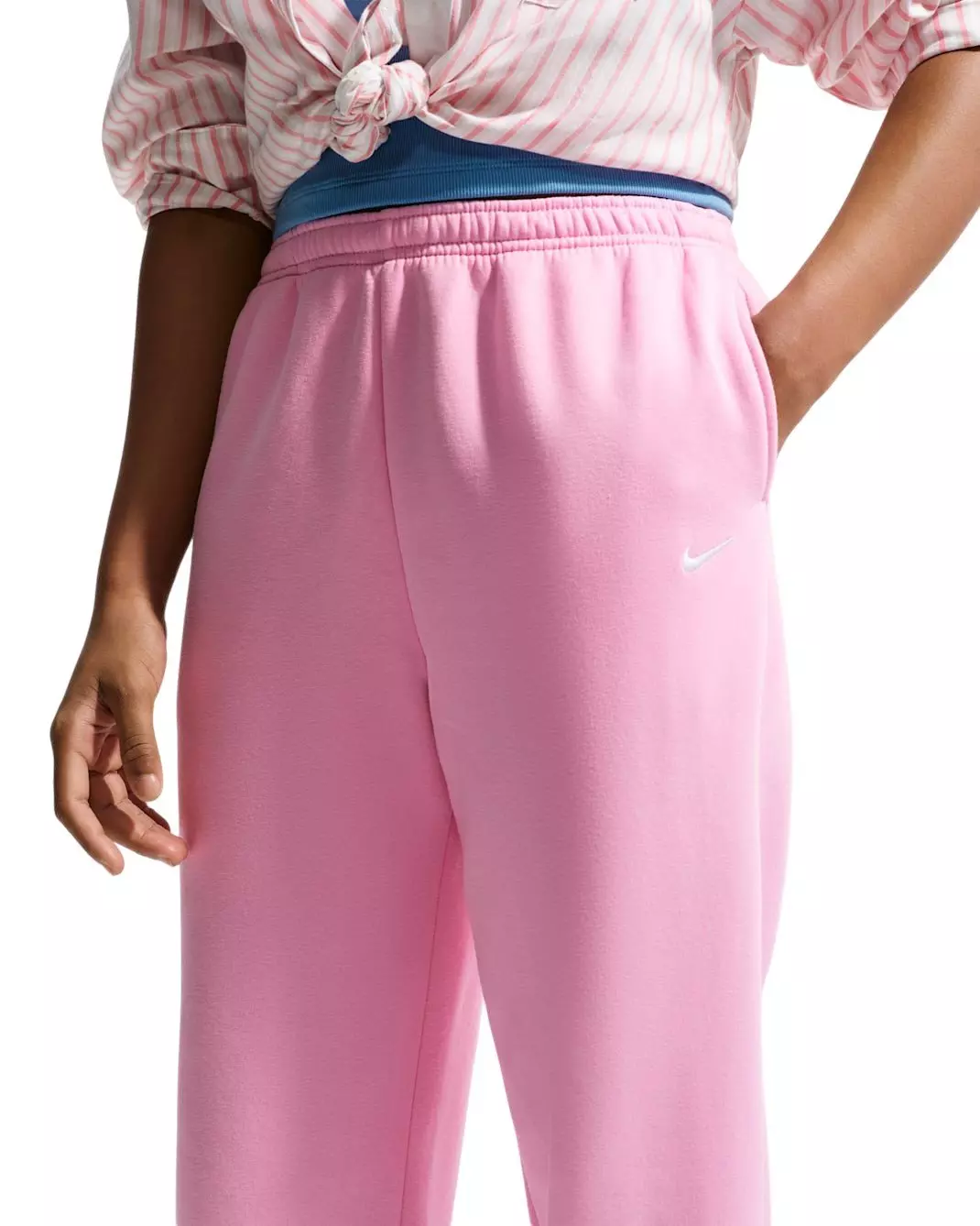 Nike Big Girls' Sportswear Studio Fleece Loose Pants - Pink - PINK