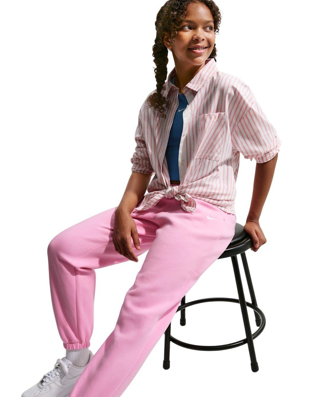 Nike Big Girls' Sportswear Studio Fleece Loose Pants - Pink - PINK Thumbnail View 5