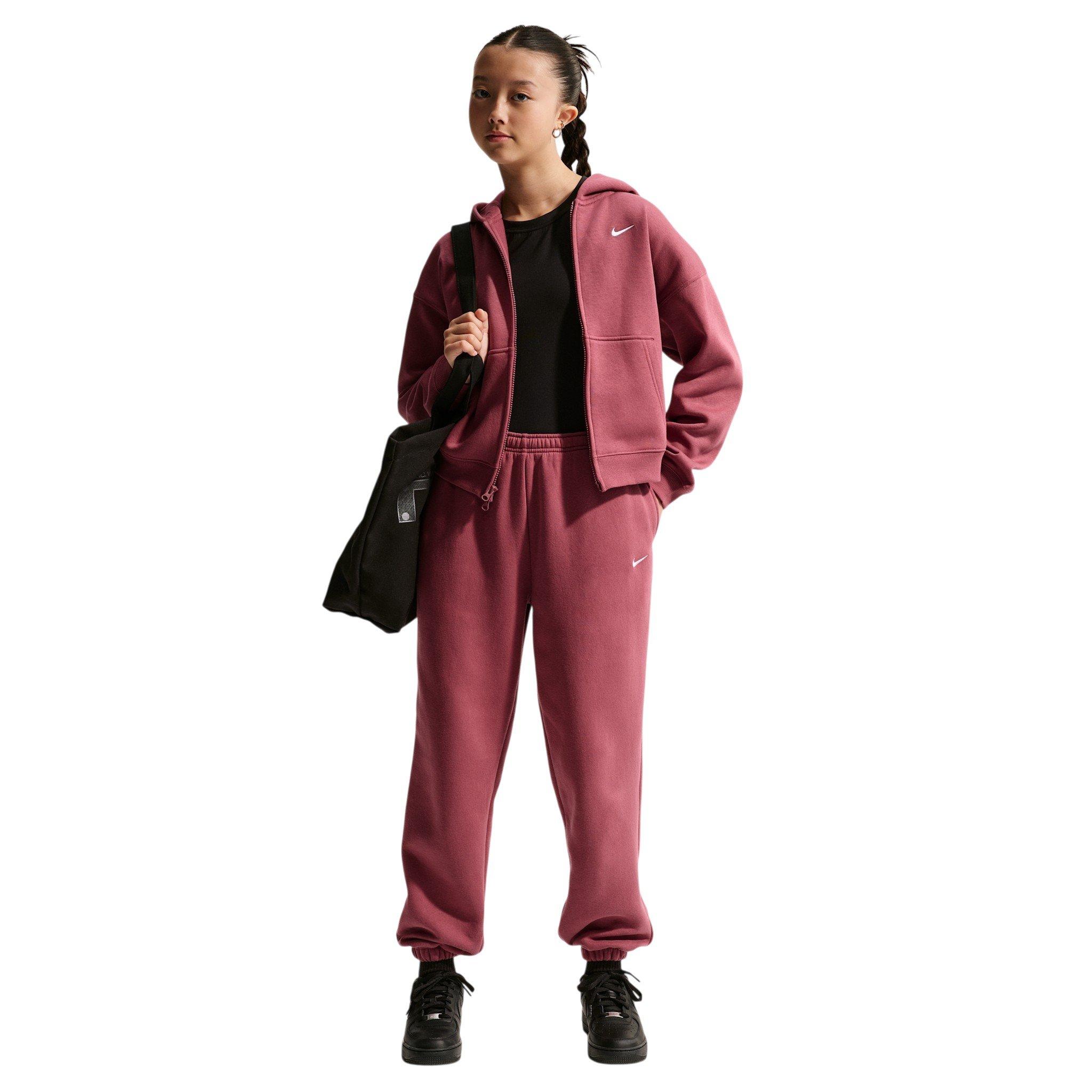 Nike Sportswear Studio Fleece Big Girls' Pink Smoke Loose Pants