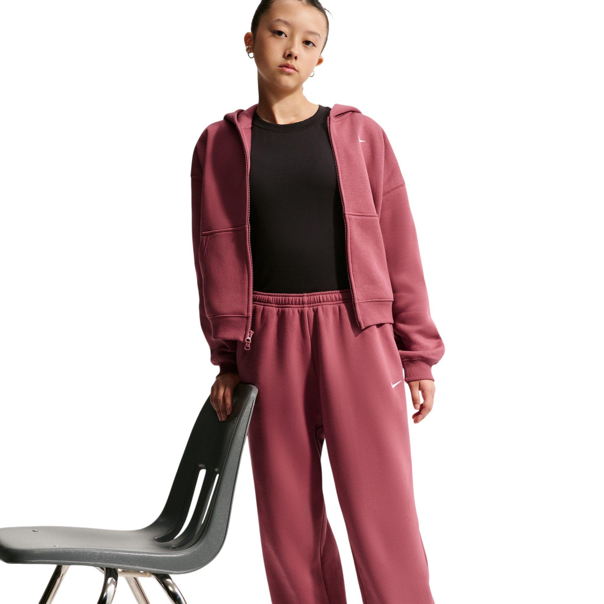 Nike Sportswear Studio Fleece Big Girls' Pink Smoke Loose Pants