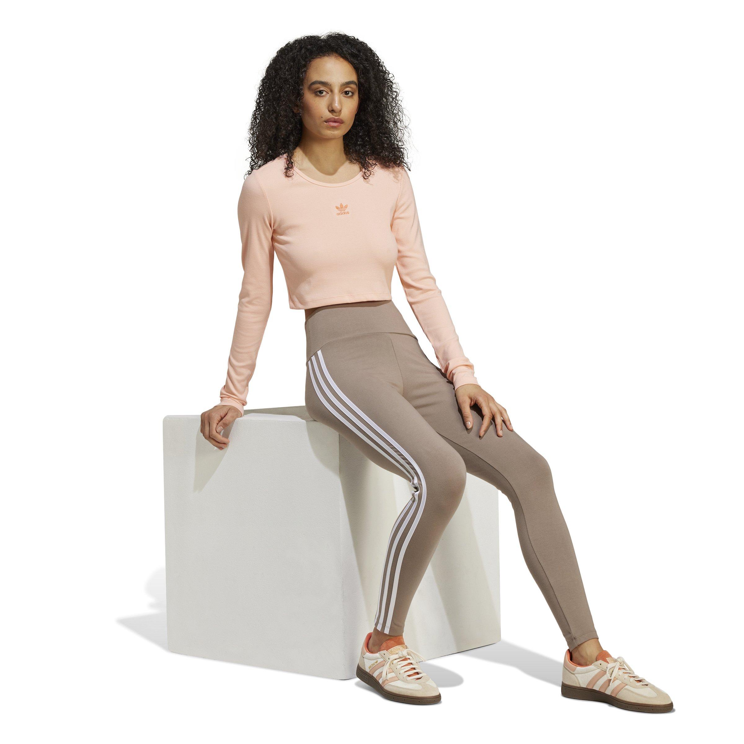adidas Originals Women's adicolor 3-Stripes Leggings -Brown - BROWN Thumbnail View 5
