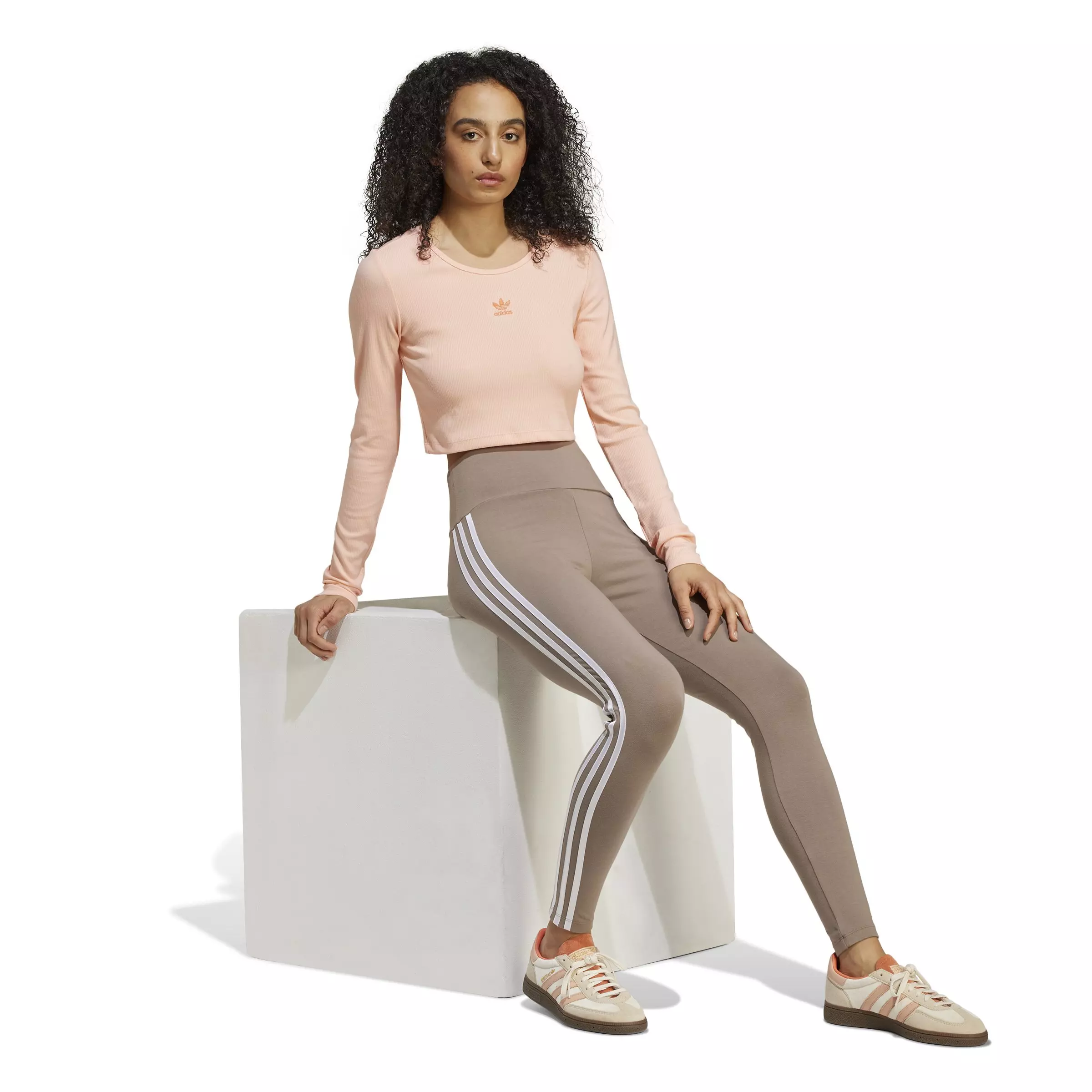 adidas Originals Women's adicolor 3-Stripes Leggings -Brown - BROWN