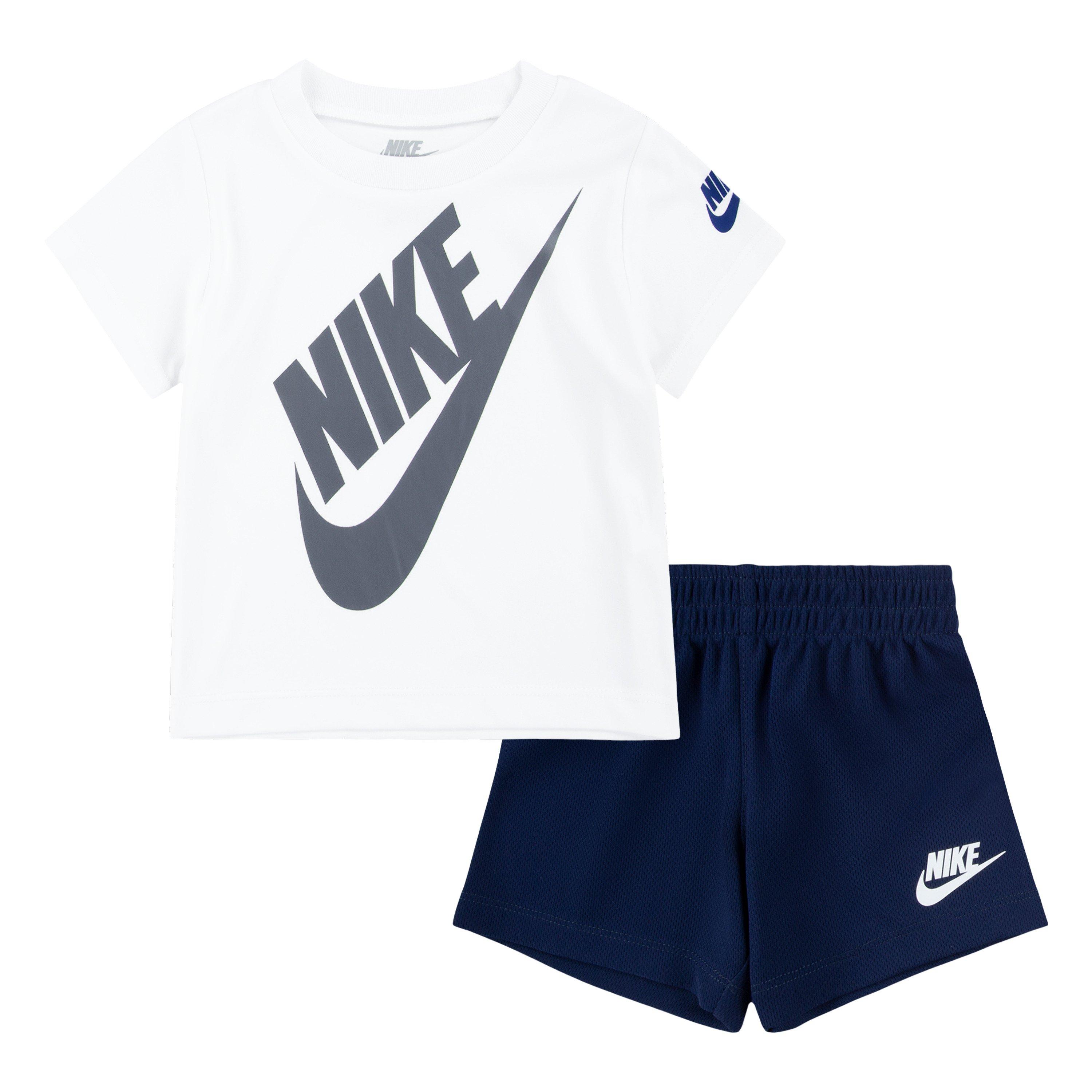Nike Infant Boys' Dri-FIT Futura Mesh 2-Piece Short Set - White/Navy - WHITE/NAVY Thumbnail View 1