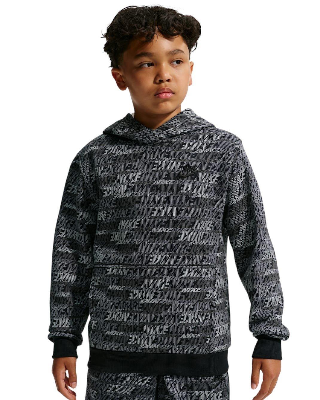 Nike Sportswear Club Fleece Big Girls' Black Pullover Hoodie