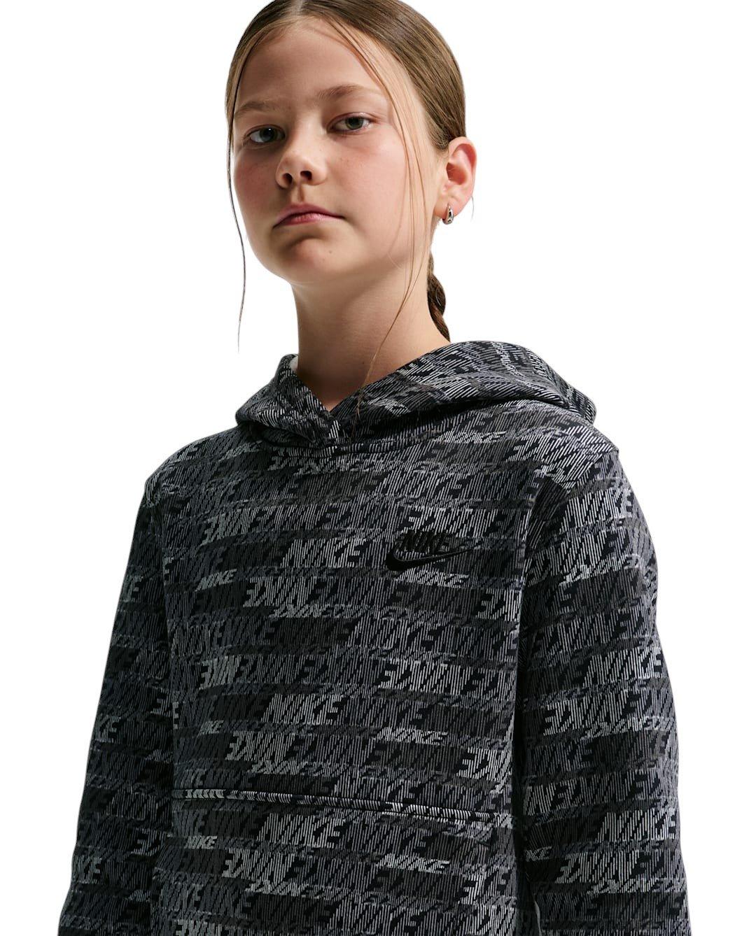 Nike Big Kids' Sportswear Club Fleece Pullover Hoodie - Black - BLACK Thumbnail View 3