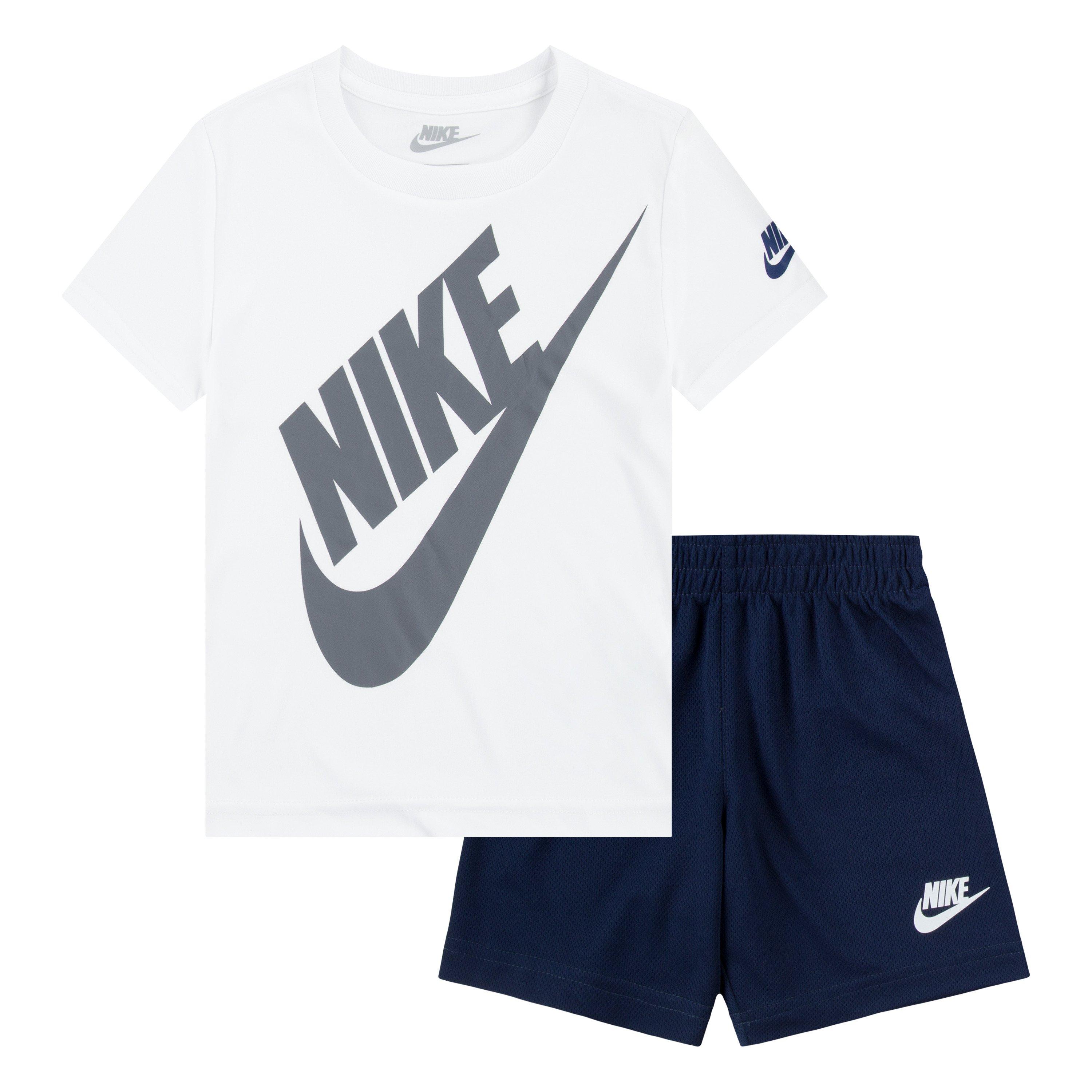 Nike Toddler Boys' Dri-FIT Futura Mesh 2-Piece Short Set - White/Navy - WHITE/NAVY Thumbnail View 1