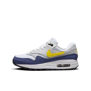Nike Air Max 1 "White/Blue Recall/Pure Platinum/Tour Yellow" Grade School Boys' Shoe