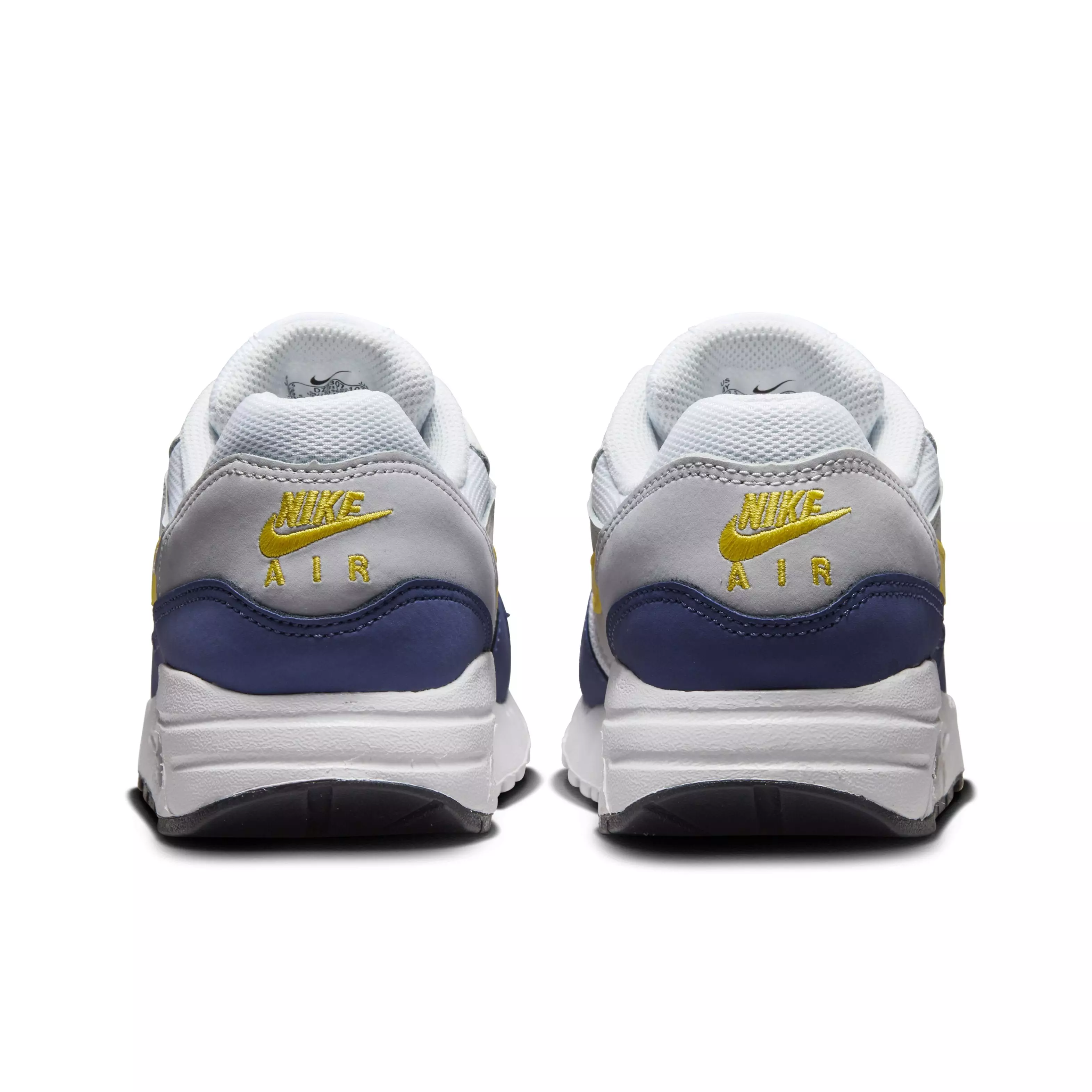 Nike Air Max 1 "White/Blue Recall/Pure Platinum/Tour Yellow" Grade School Boys' Shoe - WHITE/BLUE/PLATINUM/YELLOW